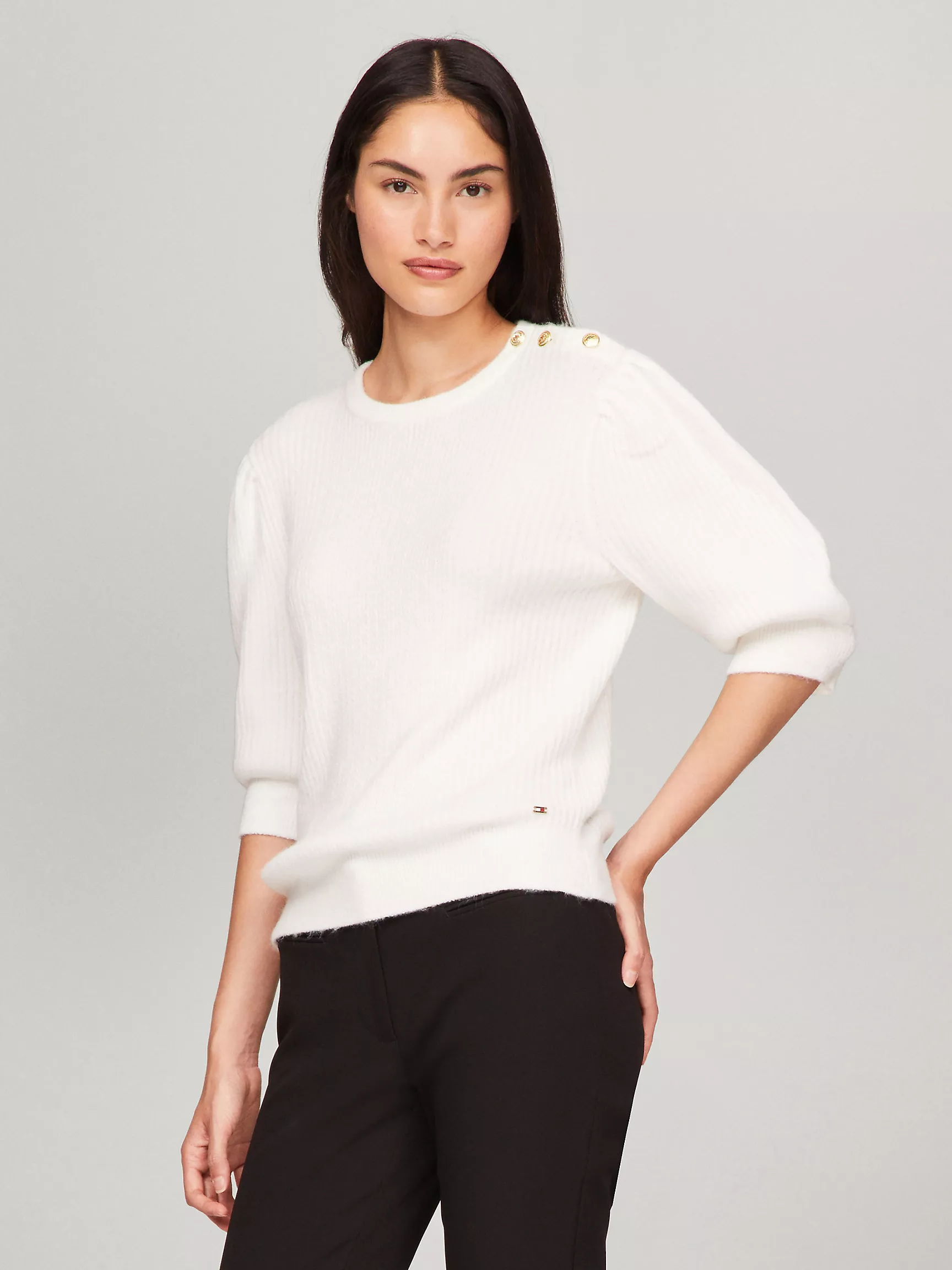 Женский свитер Tommy Hilfiger, Свитер с круглым вырезом и рукавами-фонариками