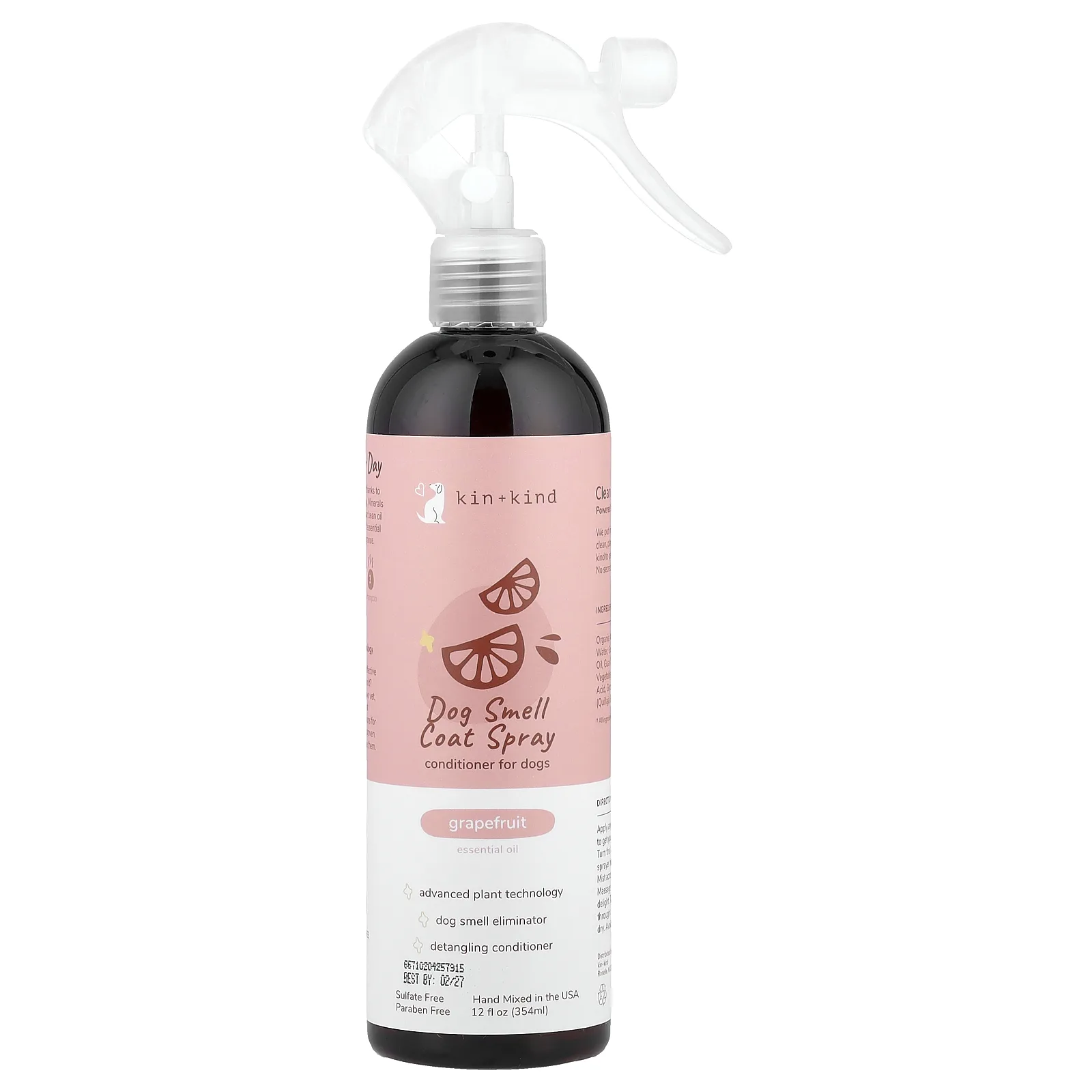 Kin+Kind, Dog Smell, спрей для шерсти, кондиционер для собак, грейпфрут, 354 мл (12 жидк. унций)