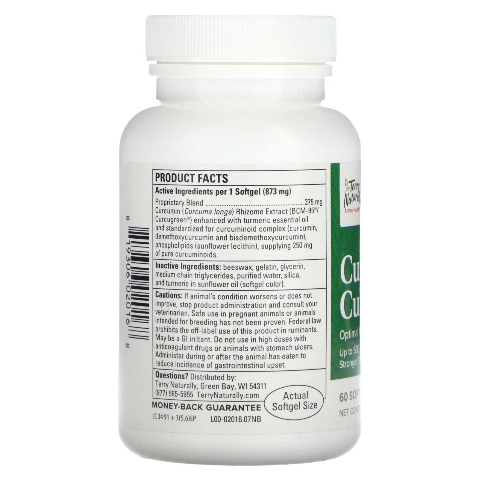 Terry Naturally, Curacel, куркумин, оптимальная поддержка на клеточном уровне, для собак, 60 капсул