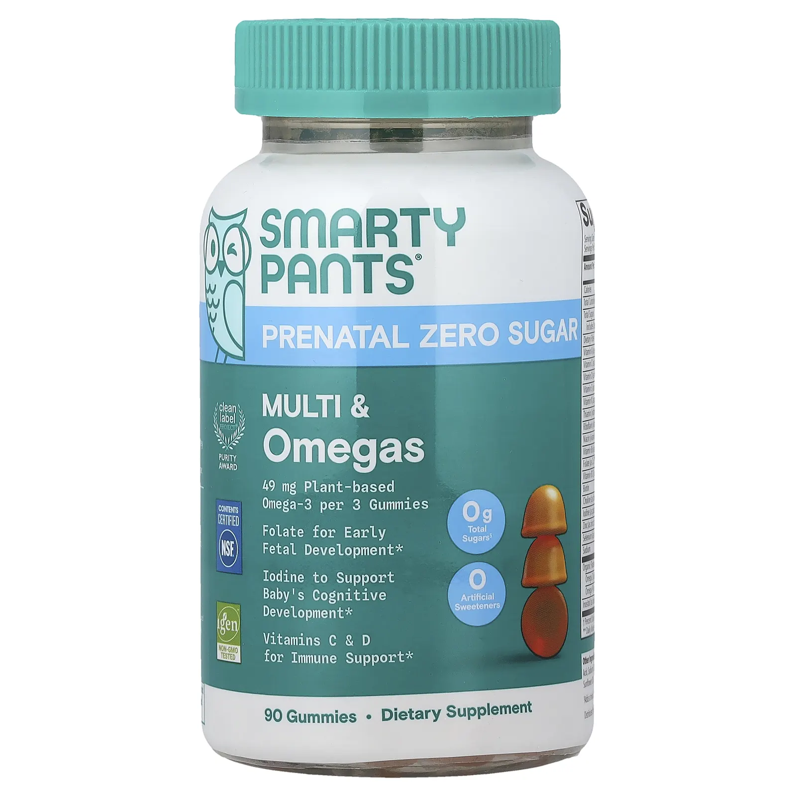SmartyPants, Prenatal Zero Sugar, мультивитамины и омега-кислоты, со вкусом лимона, 90 жевательных таблеток