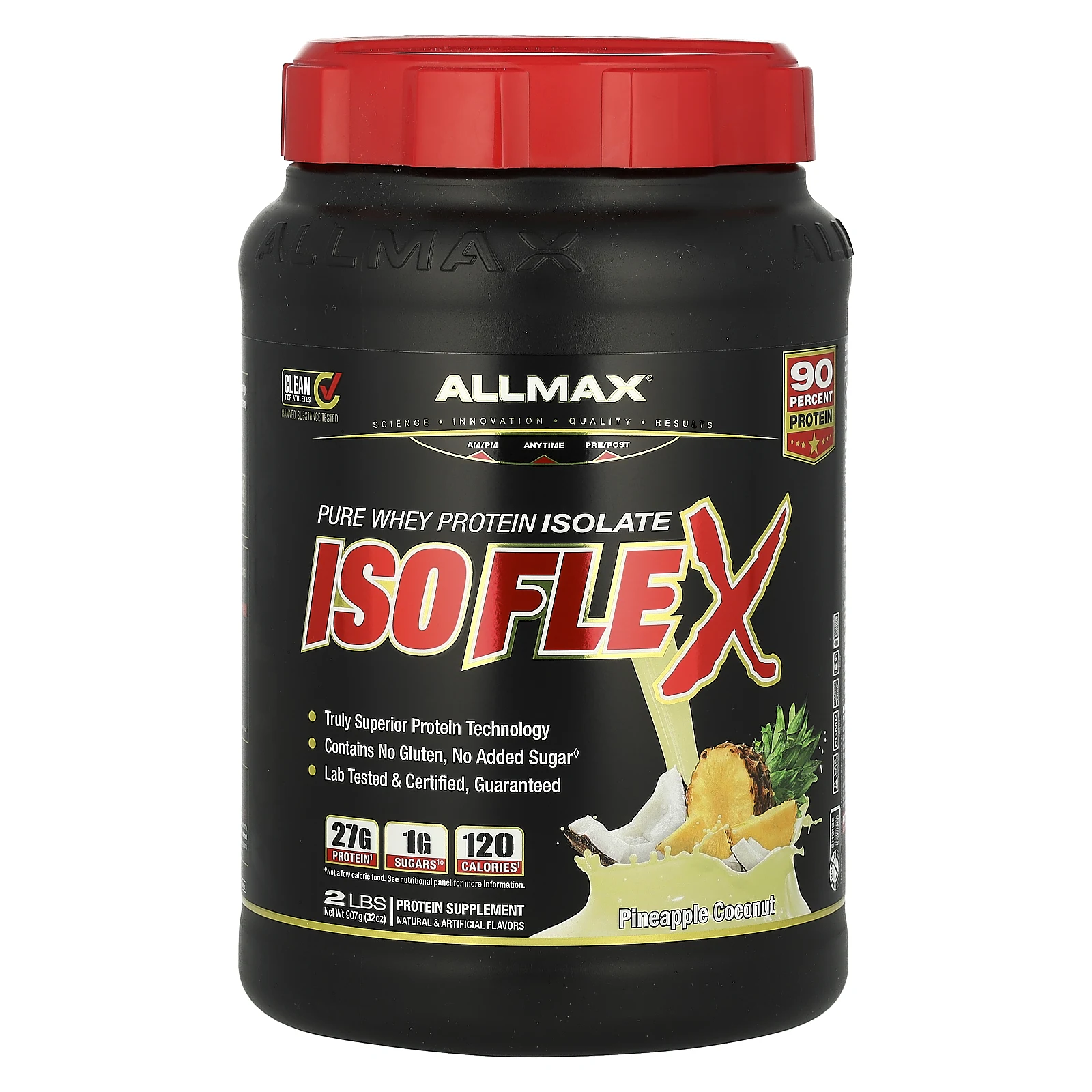 ALLMAX, Isoflex, чистый изолят сывороточного протеина, со вкусом ананаса и кокоса, 907 г (2 фунта)