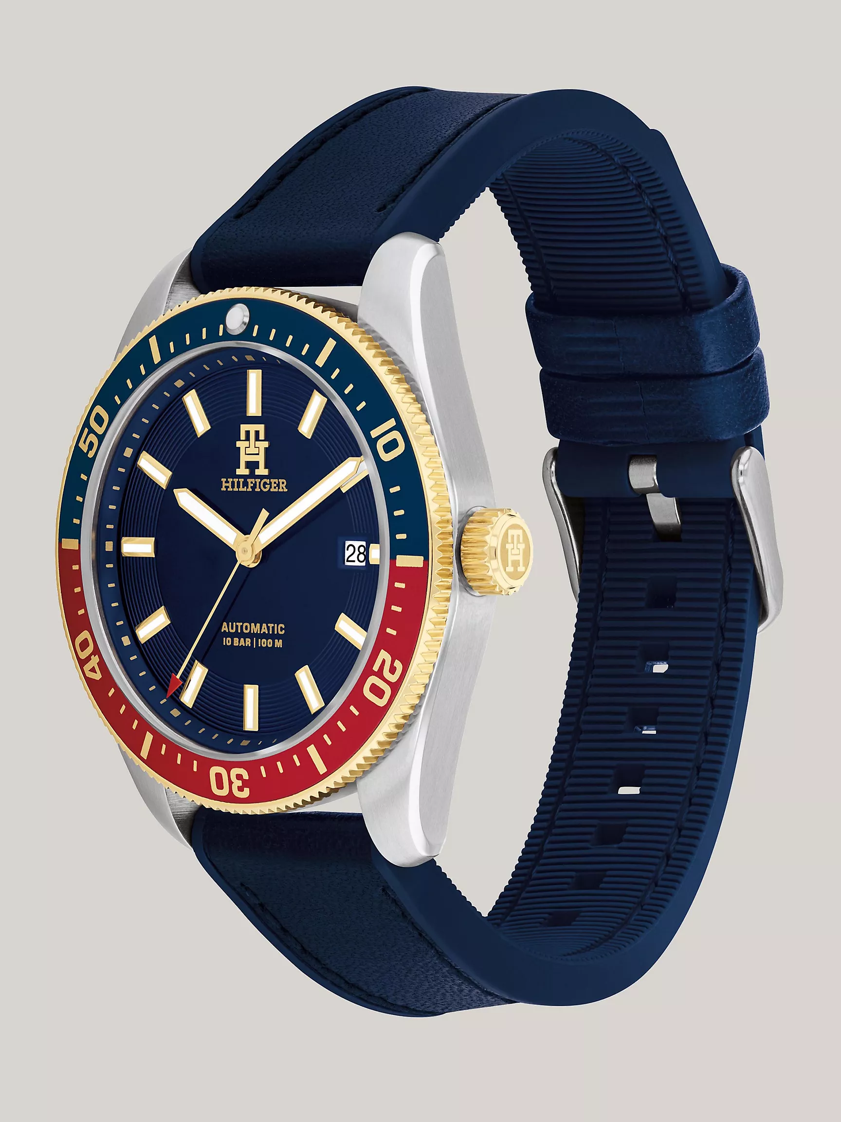 Мужские часы Tommy Hilfiger, Автоматические дайверские часы 40 мм с синим циферблатом