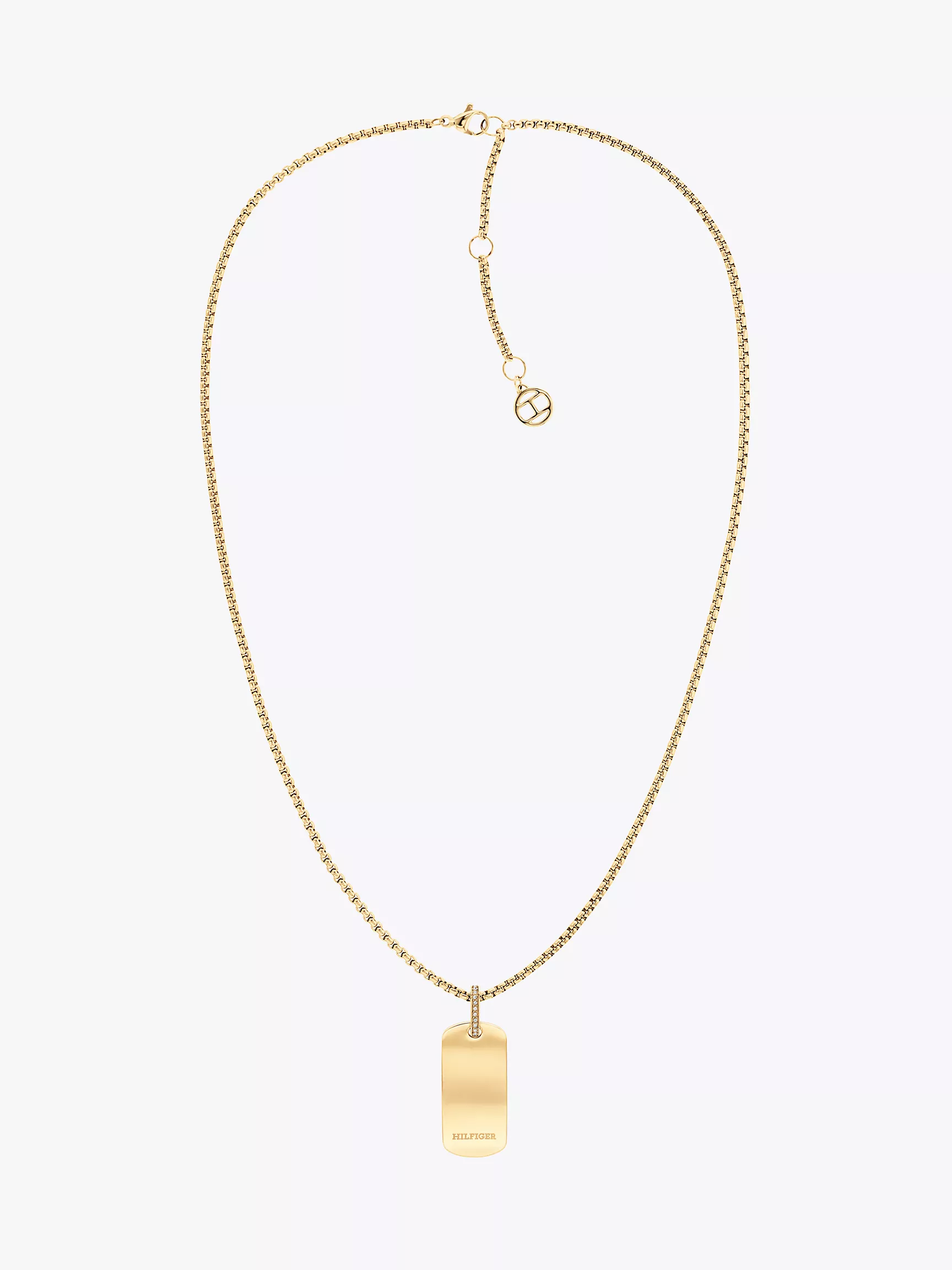 Женское колье Tommy Hilfiger, Ожерелье с кулоном в виде жетона золотистого цвета