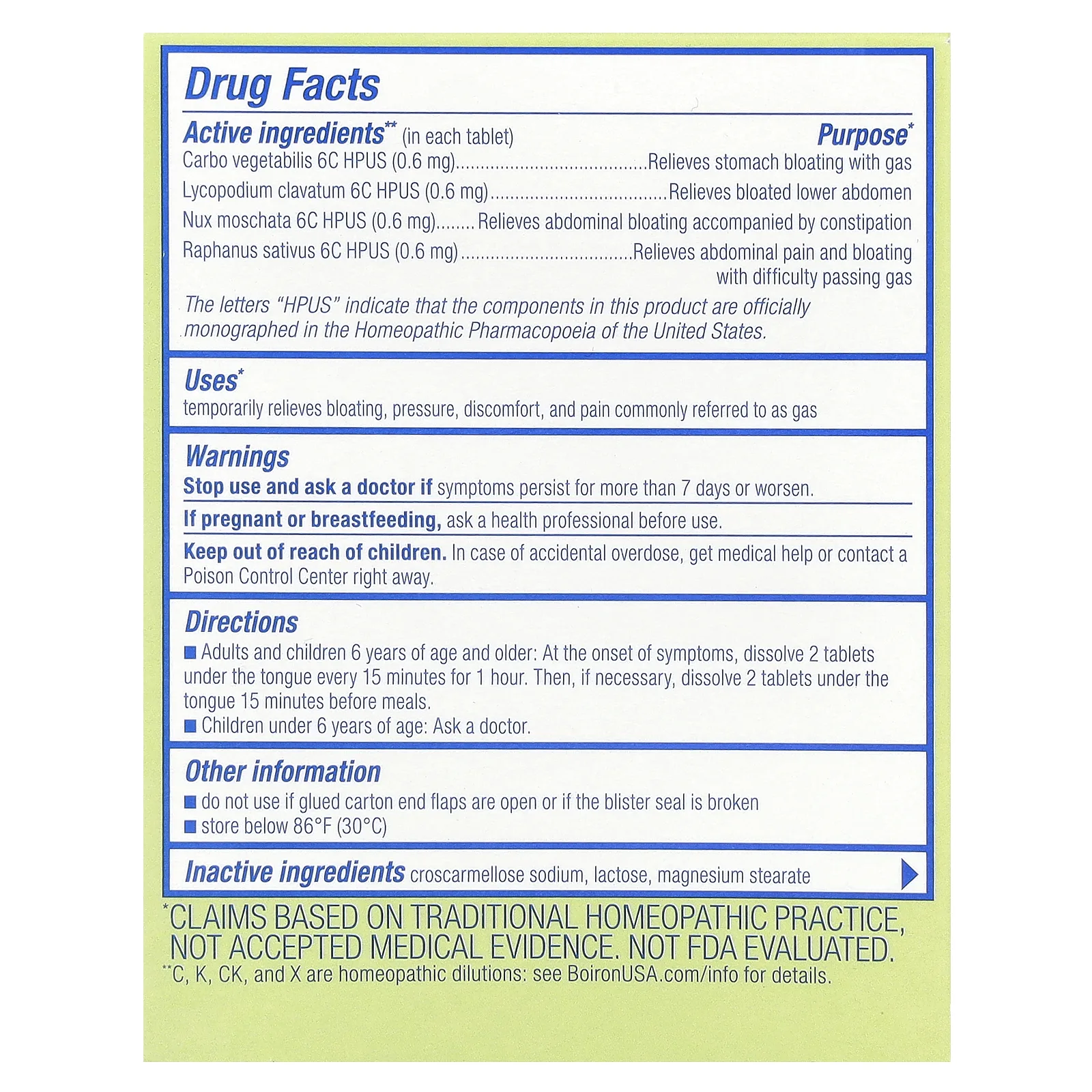 Boiron, Gasalia, средство для устранения газов, без ароматизаторов, 60 таблеток Meltaway