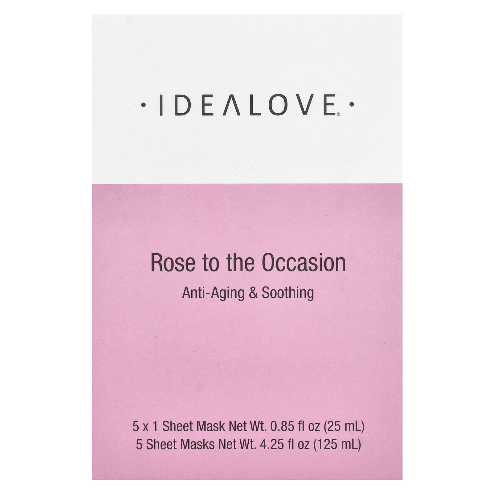 Idealove, Rose to the Occasion, 5 тканевых косметических масок, 25 мл (0,85 жидк. унции) каждая