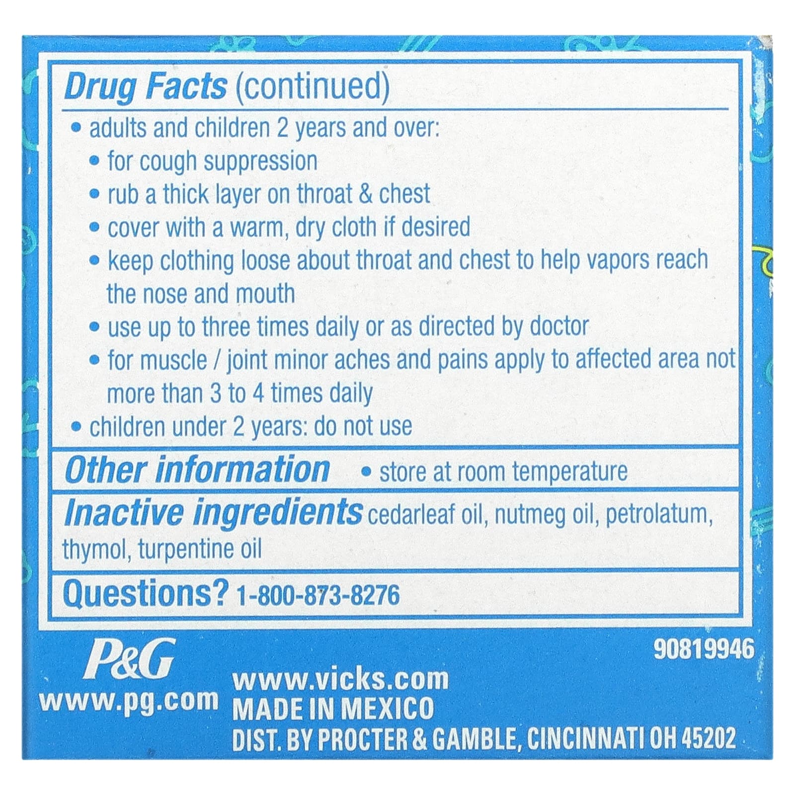 Vicks, VapoRub для детей, мазь, от кашля, для детей от 2 лет, 50 г (1,76 унции)