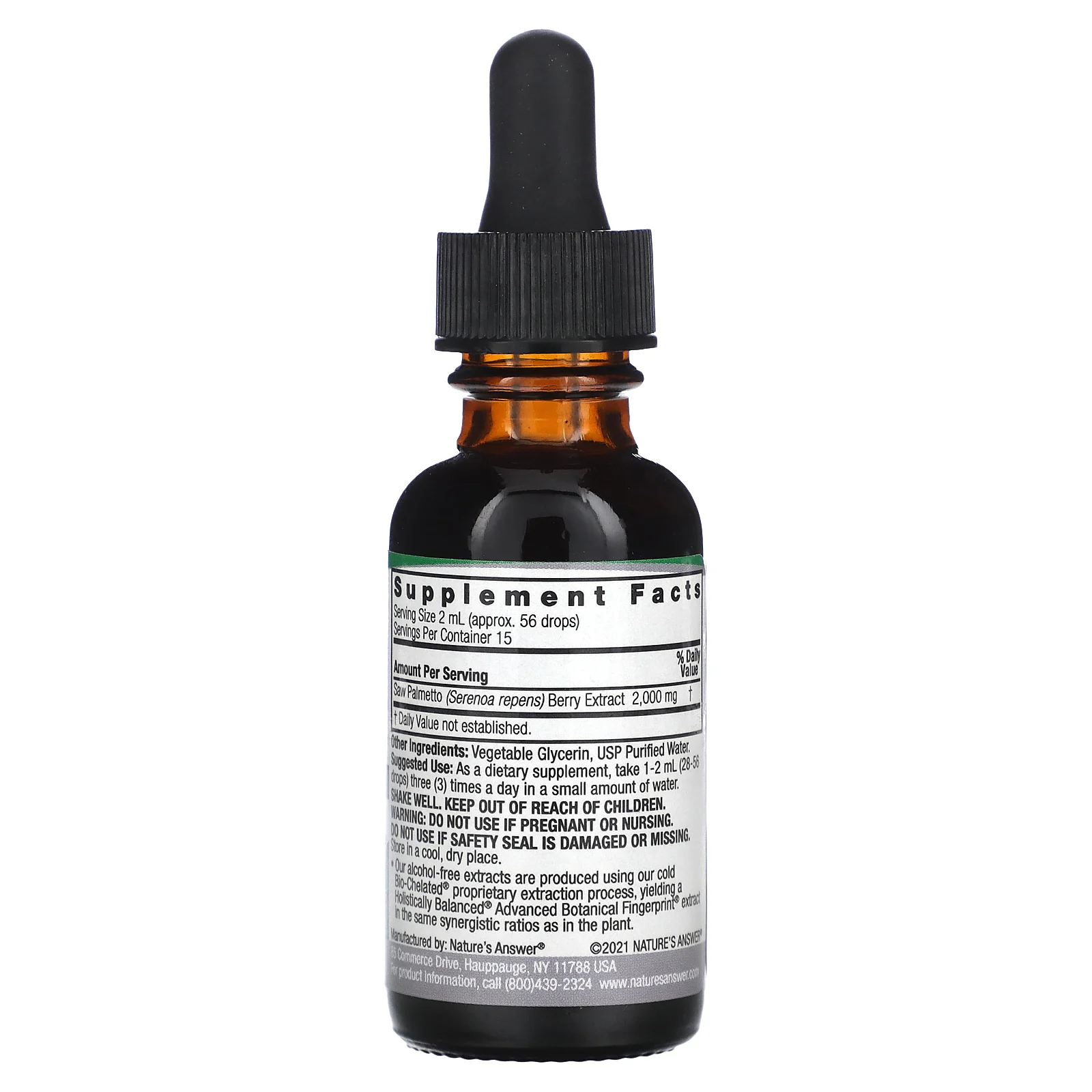Nature's Answer, экстракт серенои, без спирта, 2000 мг, 30 мл (1 жидк. унция) (1000 мг в 1 мл)
