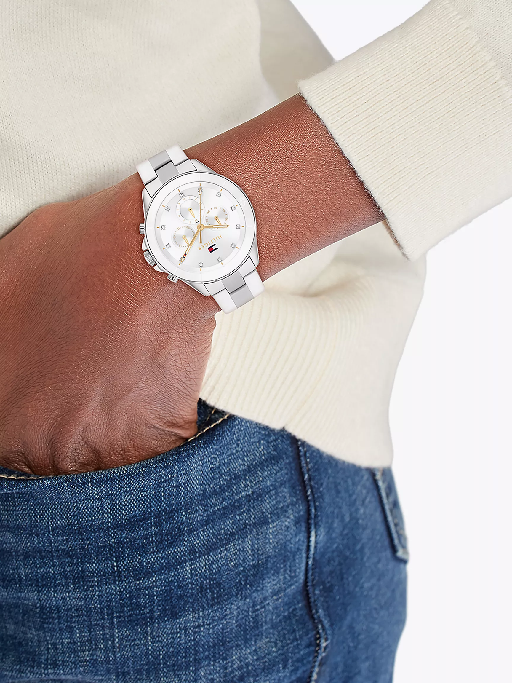 Женские часы Tommy Hilfiger, Часы с дополнительными циферблатами и белым безелем