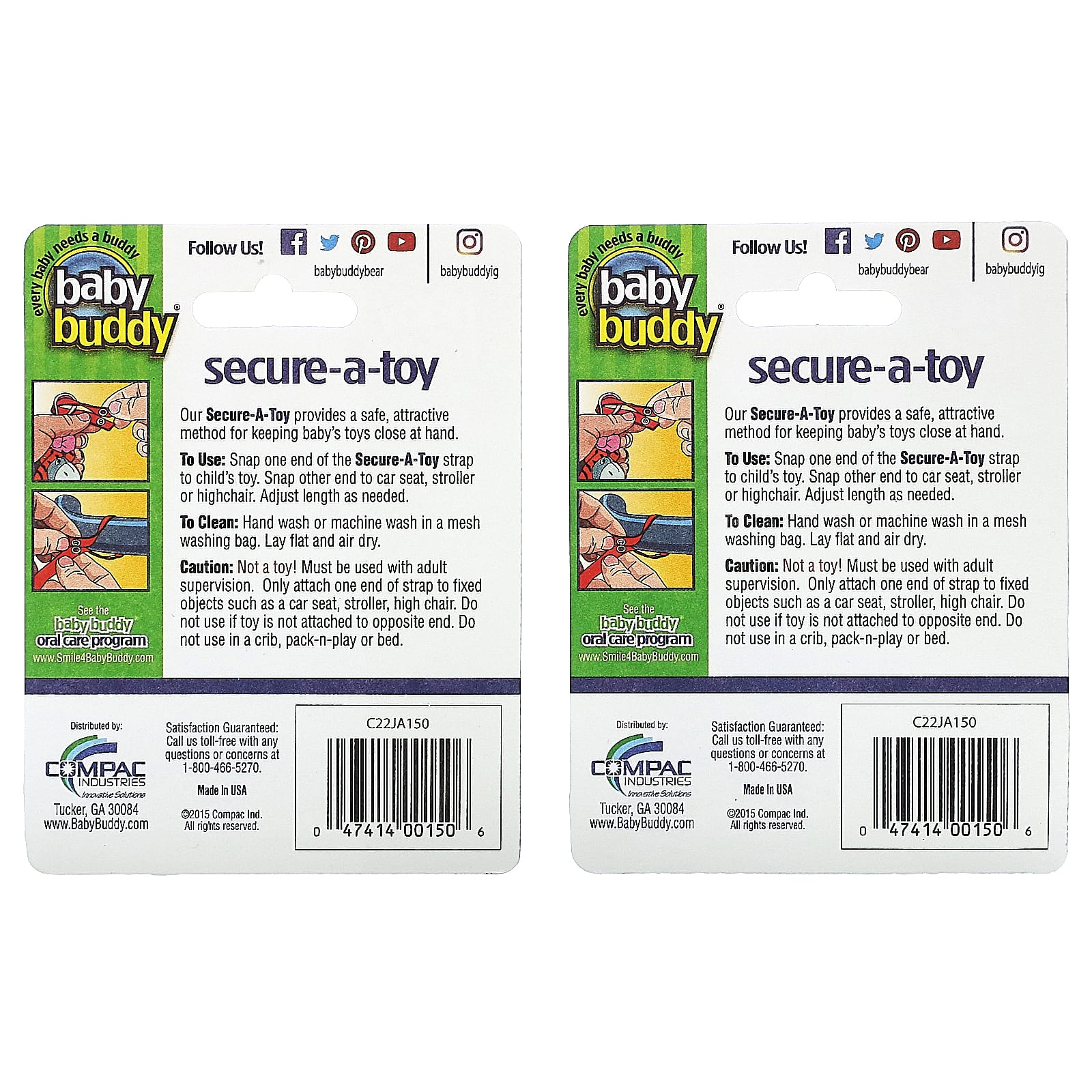 Baby Buddy, Secure-A-Toy, для детей от 4 месяцев, фиолетовый/сиреневый и розовый/серый, 4 полоски