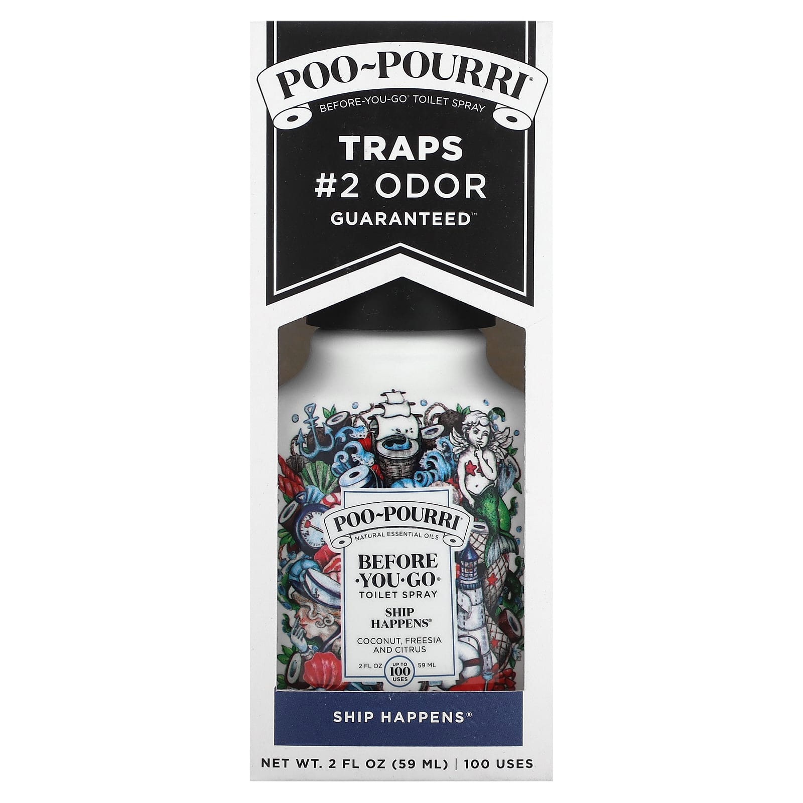 Poo-Pourri, Before-You-Go, спрей-освежитель для туалета, шиповник, кокос, фрессия и цитрус, 59 мл (2 жидк. унции)