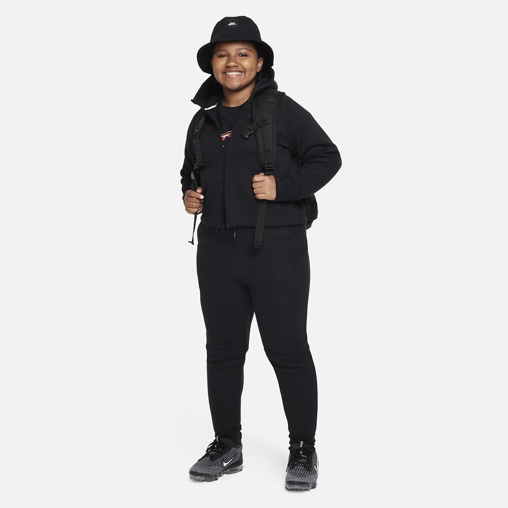 Nike Sportswear Tech Fleece Big Kids' (Girls') Full-Zip Hoodie (Extended Size)