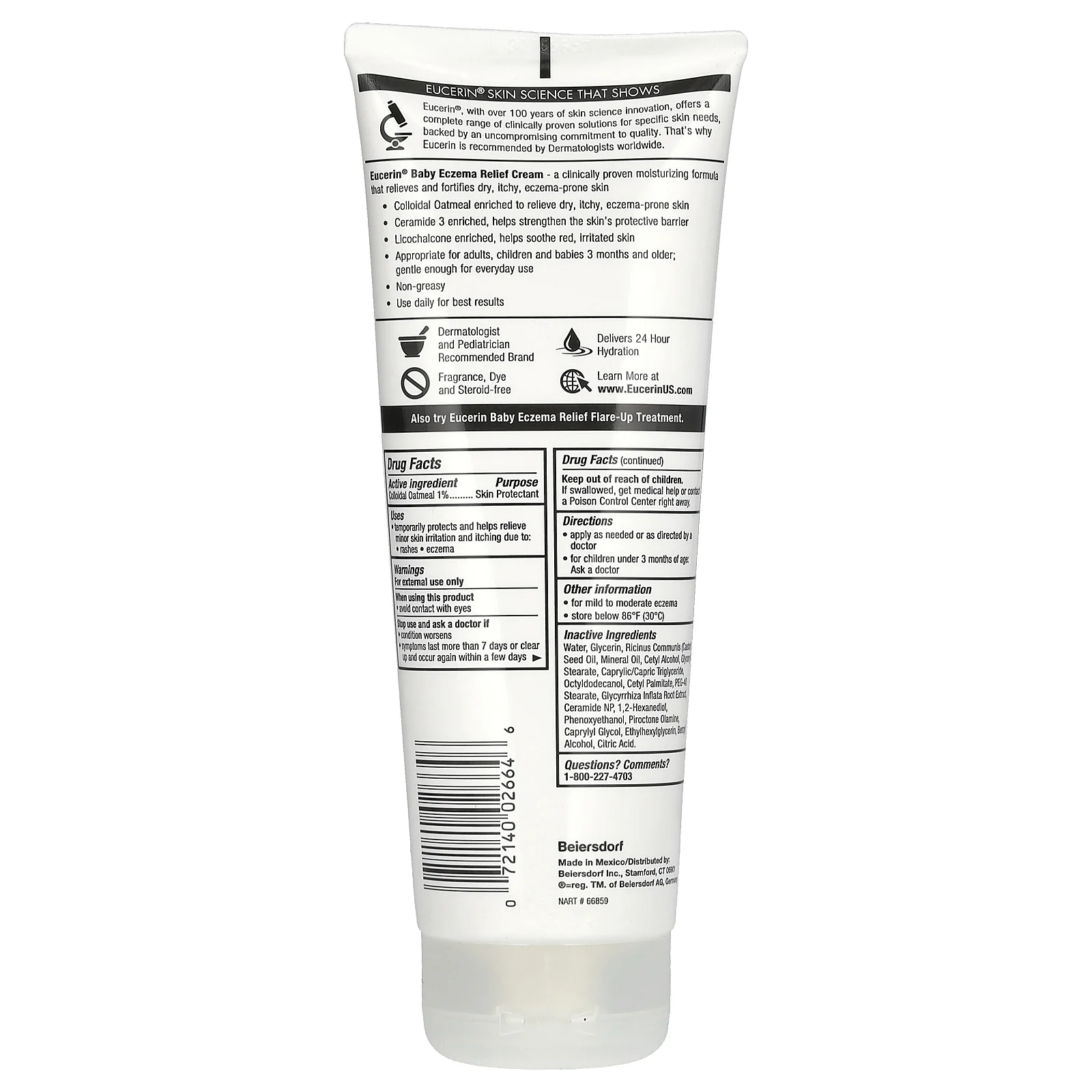 Eucerin, детский крем для уменьшения проявлений экземы, без отдушки, 226 г (8 унций)