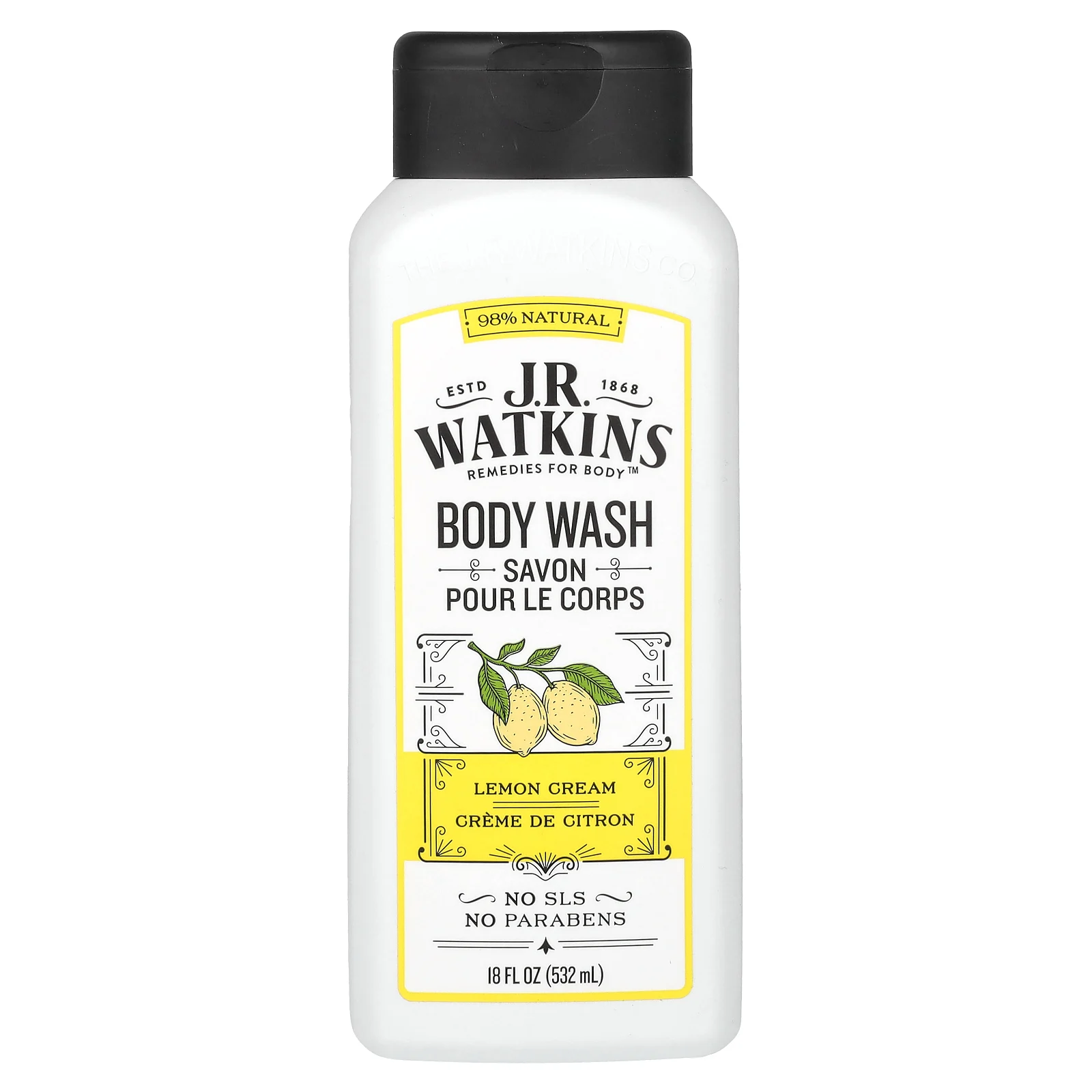 J R Watkins, Гель для душа, лимонный крем, 532 мл (18 жидк. Унций)