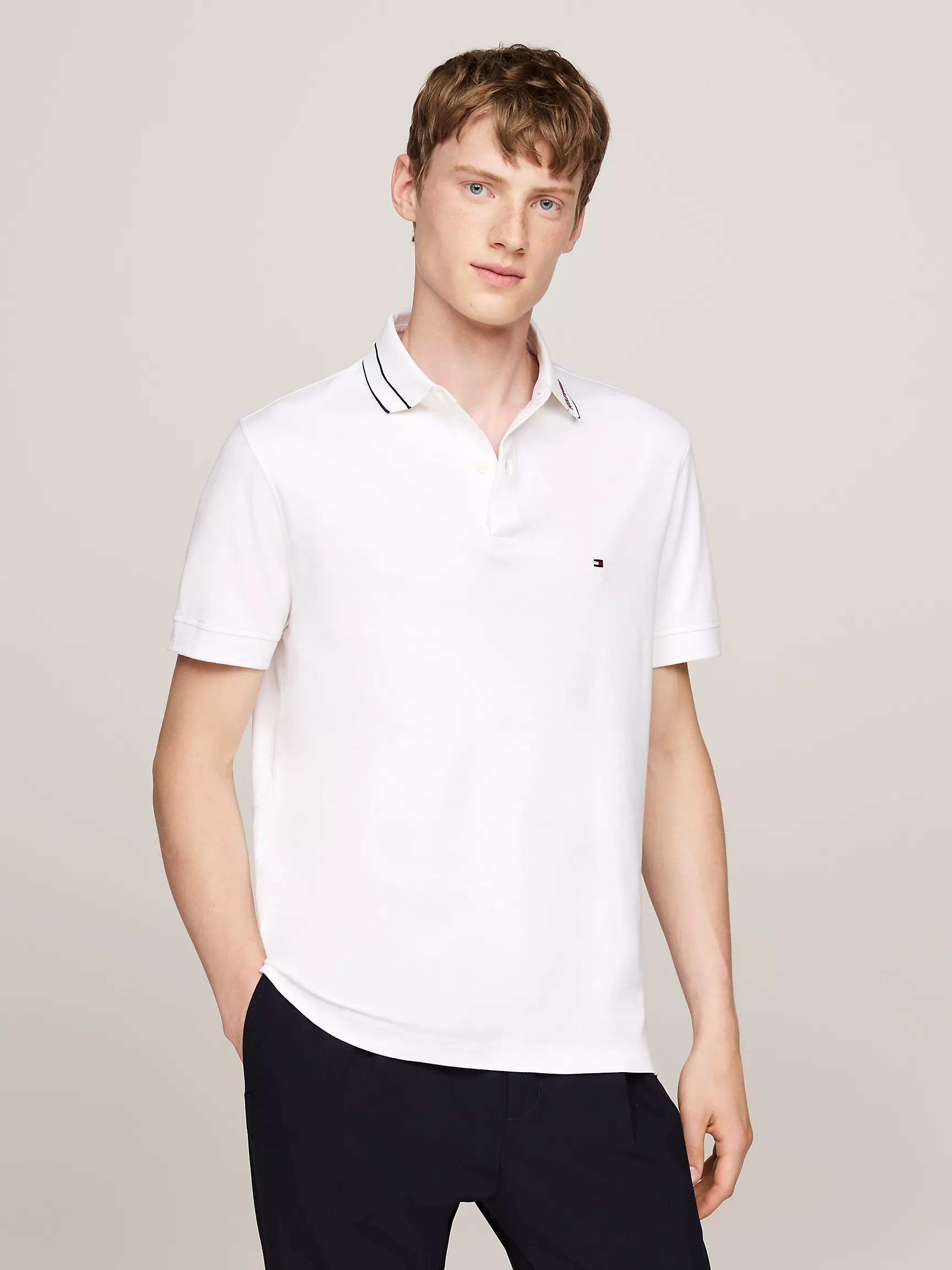 Мужское поло Tommy Hilfiger, Поло стандартного кроя из ткани Interlock с логотипом Monotype