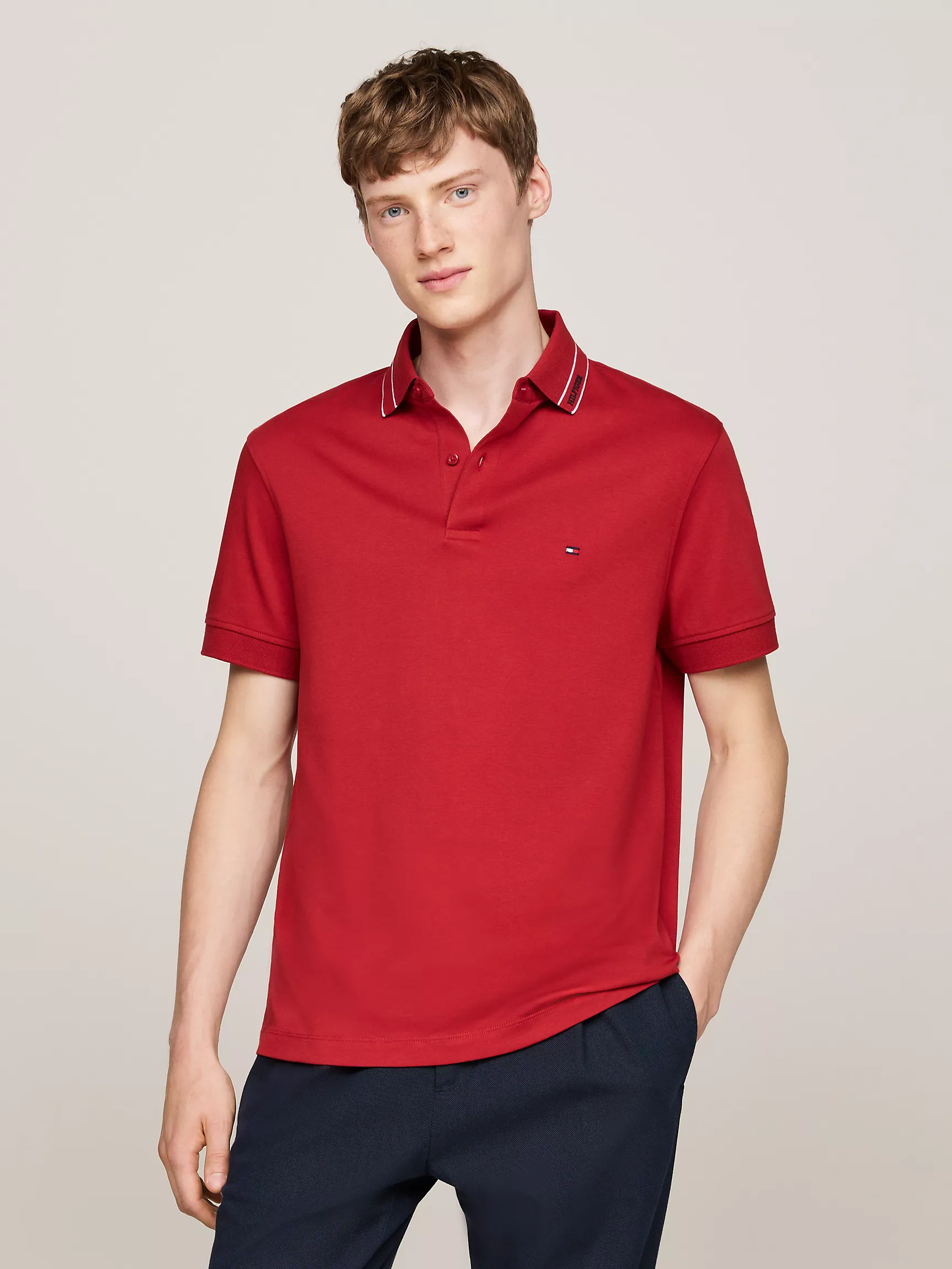 Мужское поло Tommy Hilfiger, Поло стандартного кроя из ткани Interlock с логотипом Monotype