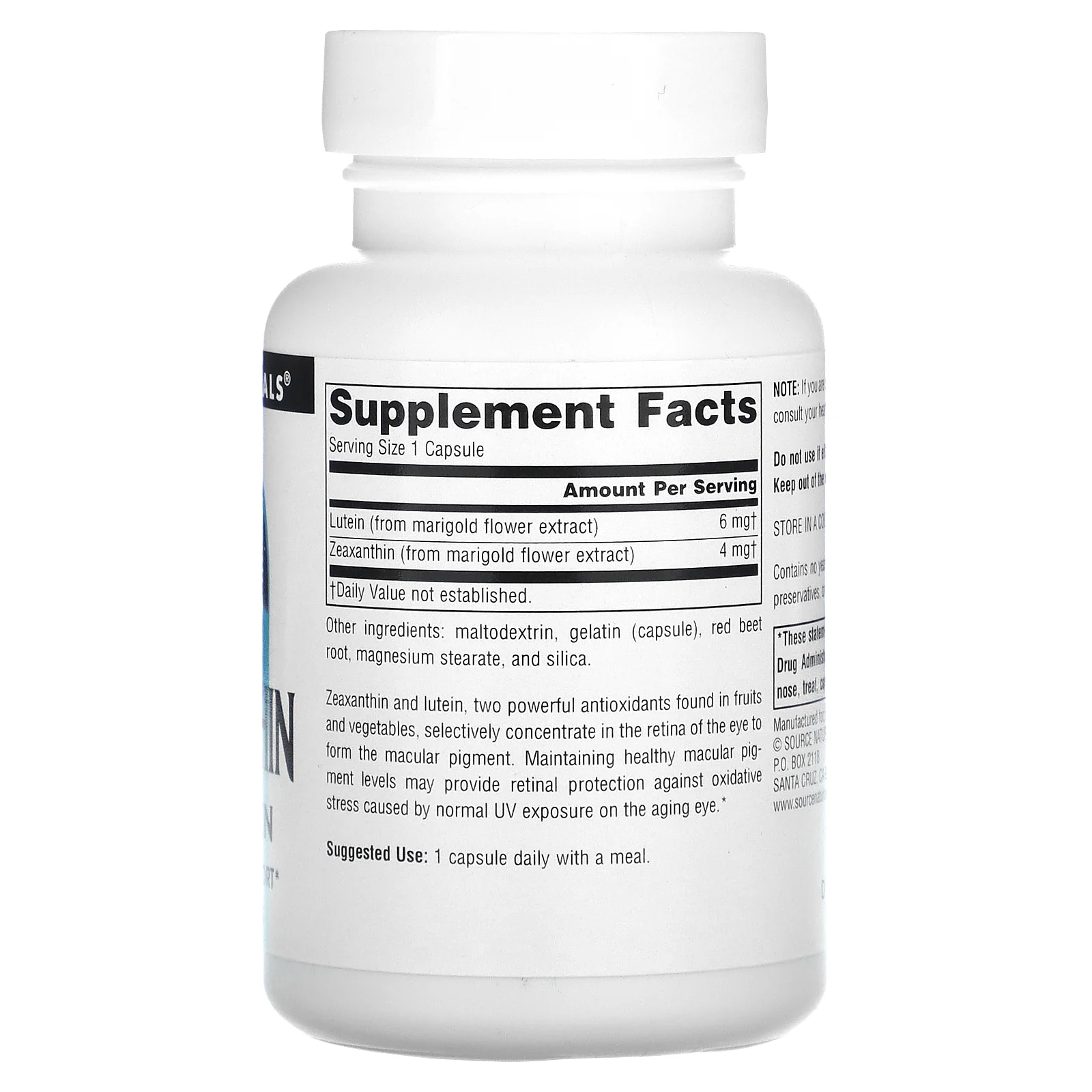 Source Naturals, зеаксантин с лютеином, 10 мг, 60 капсул