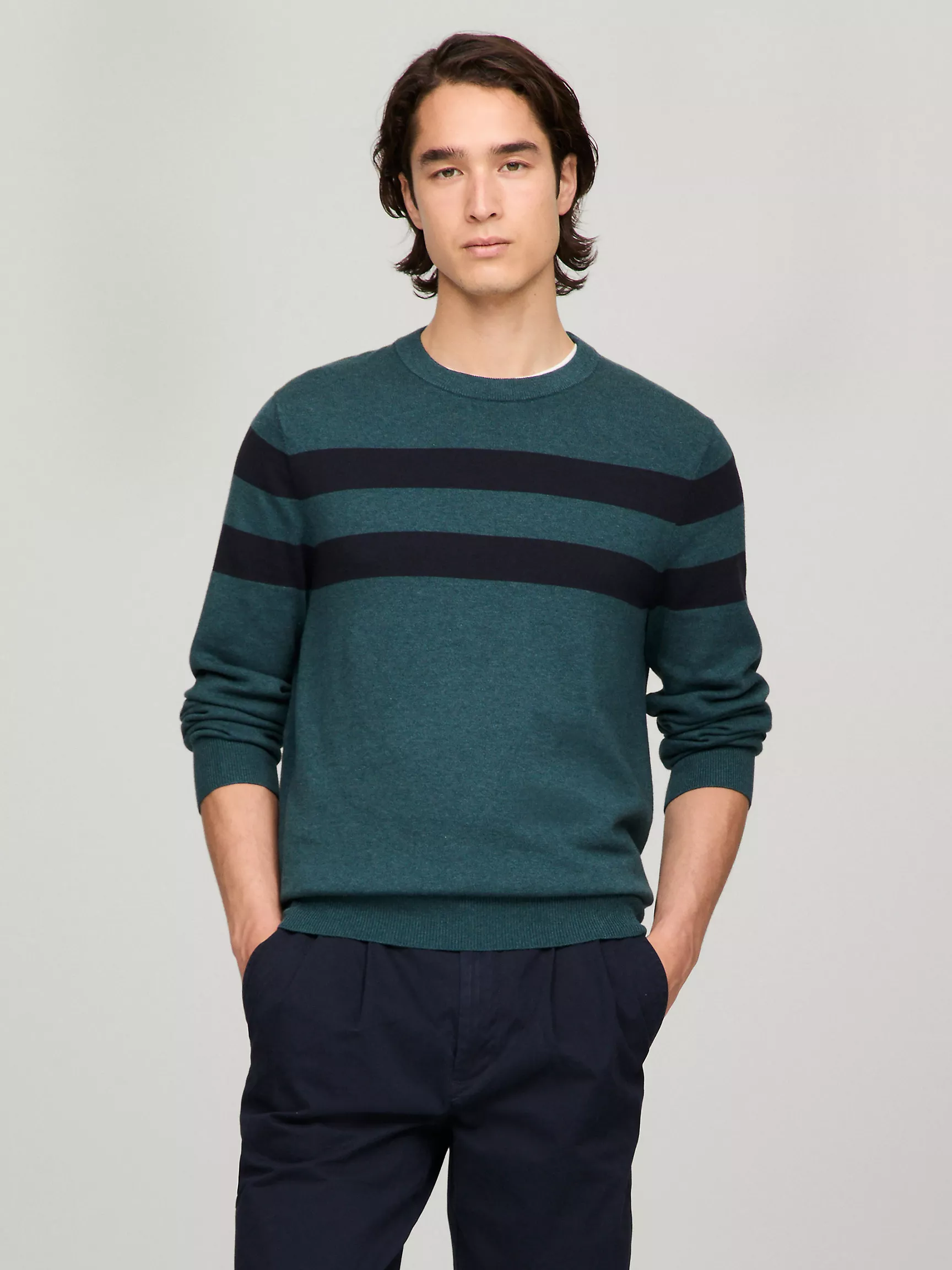 Мужской свитер Tommy Hilfiger, Свитер с двойной полоской и круглым вырезом