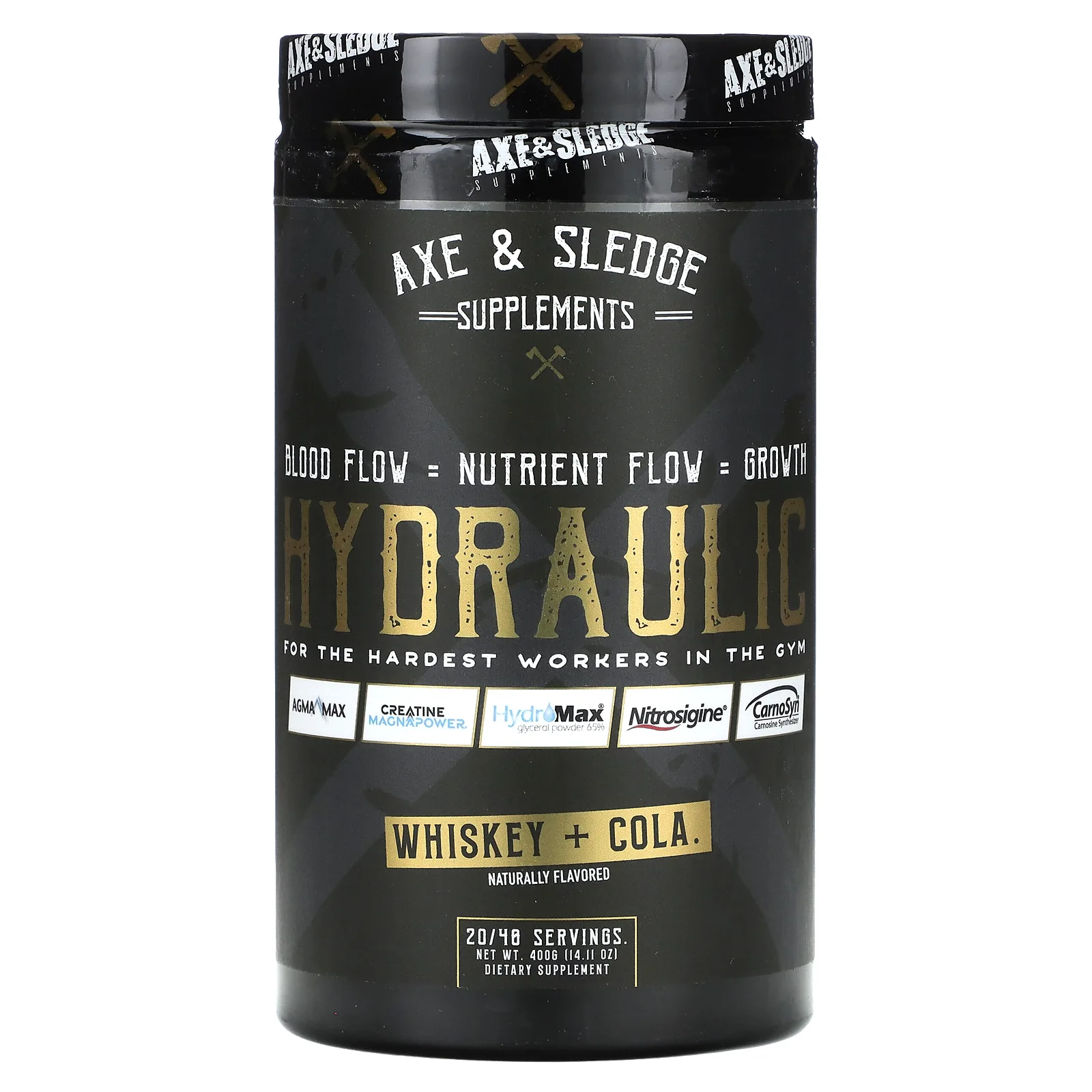 Axe & Sledge Supplements, Hydroxy, виски и кола, 400 г (14,11 унции)