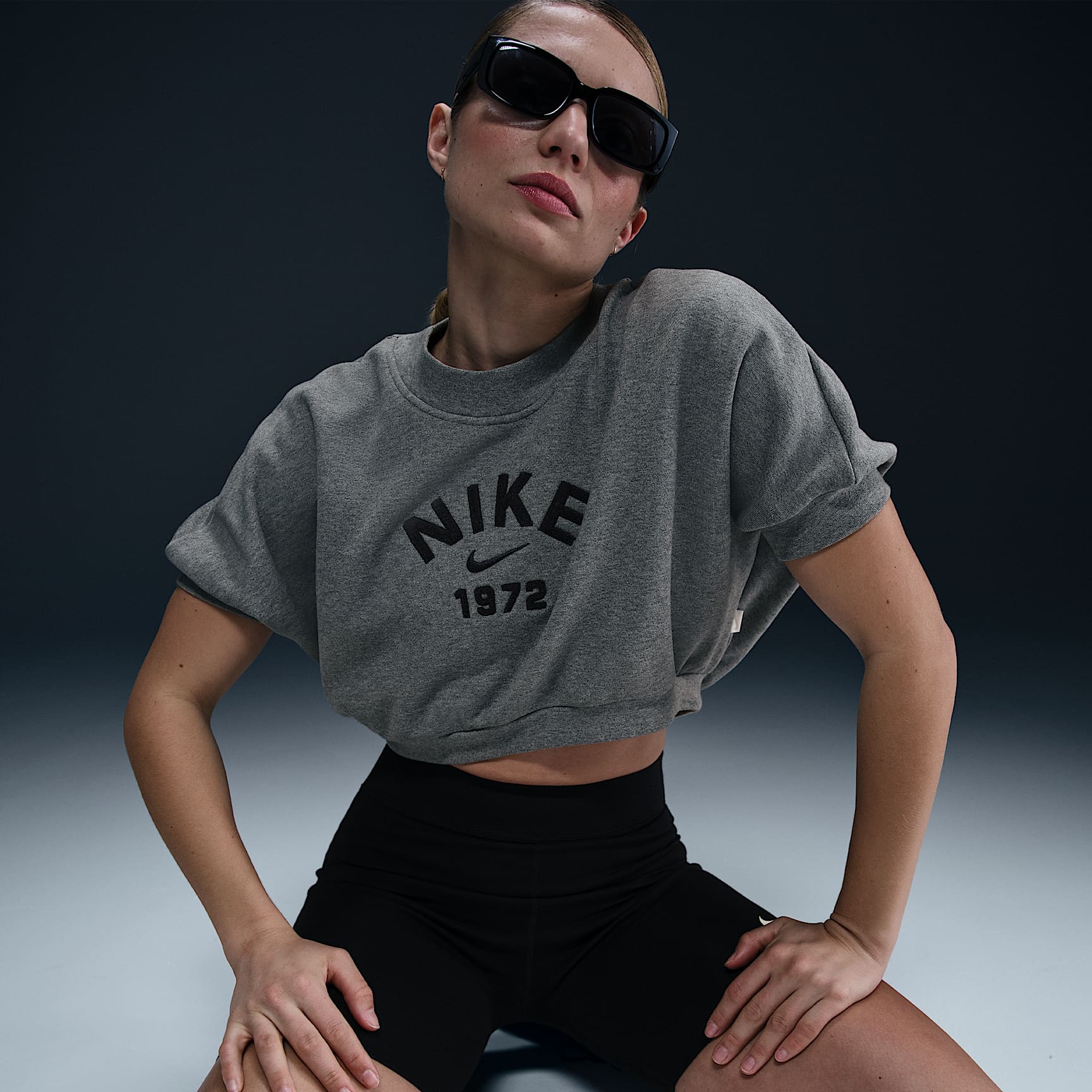 Nike Sportswear Collection Women's Crew-Neck Short-Sleeve Cropped French Terry Top