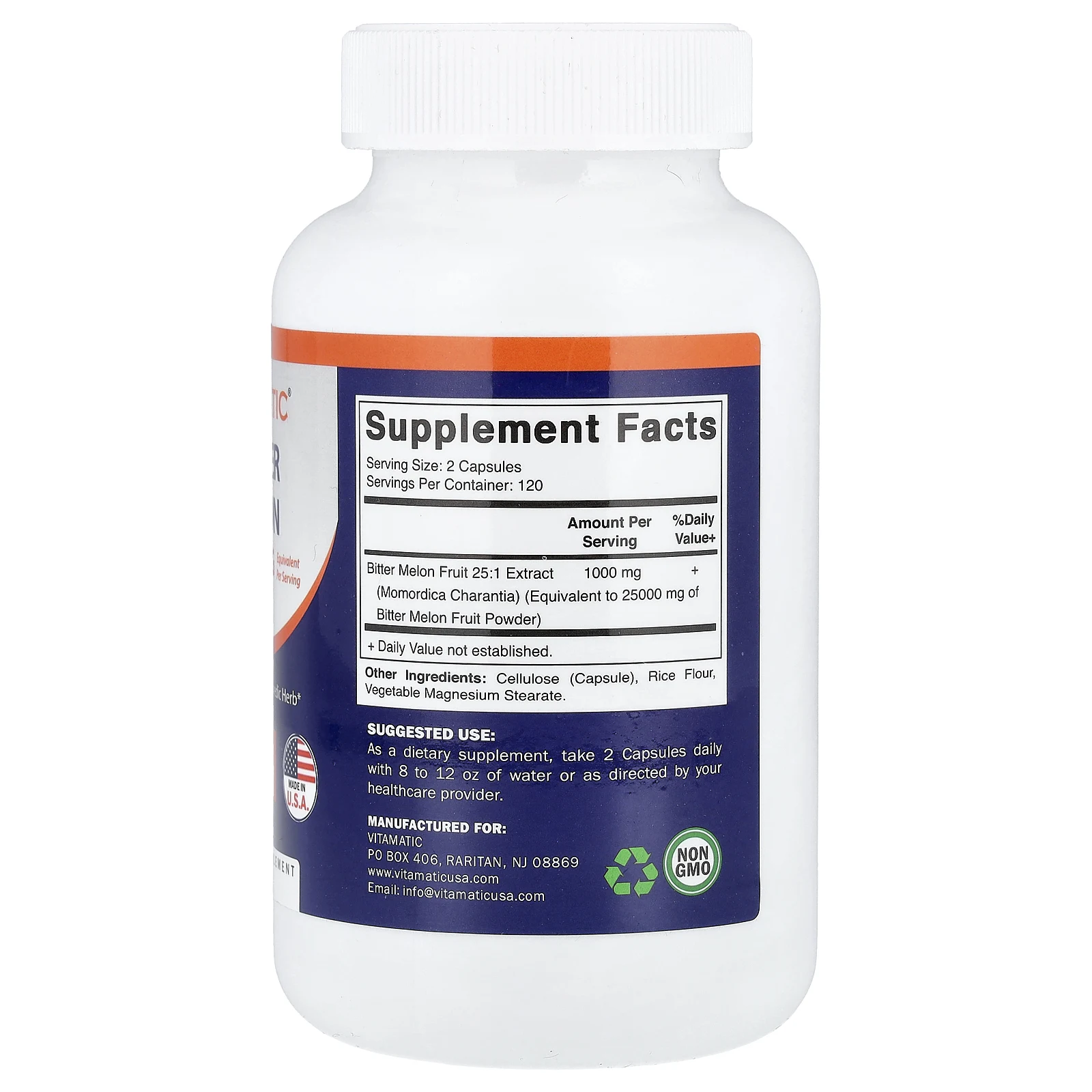 Vitamatic, горькая дыня, 240 растительных капсул (500 мг в 1 капсуле)