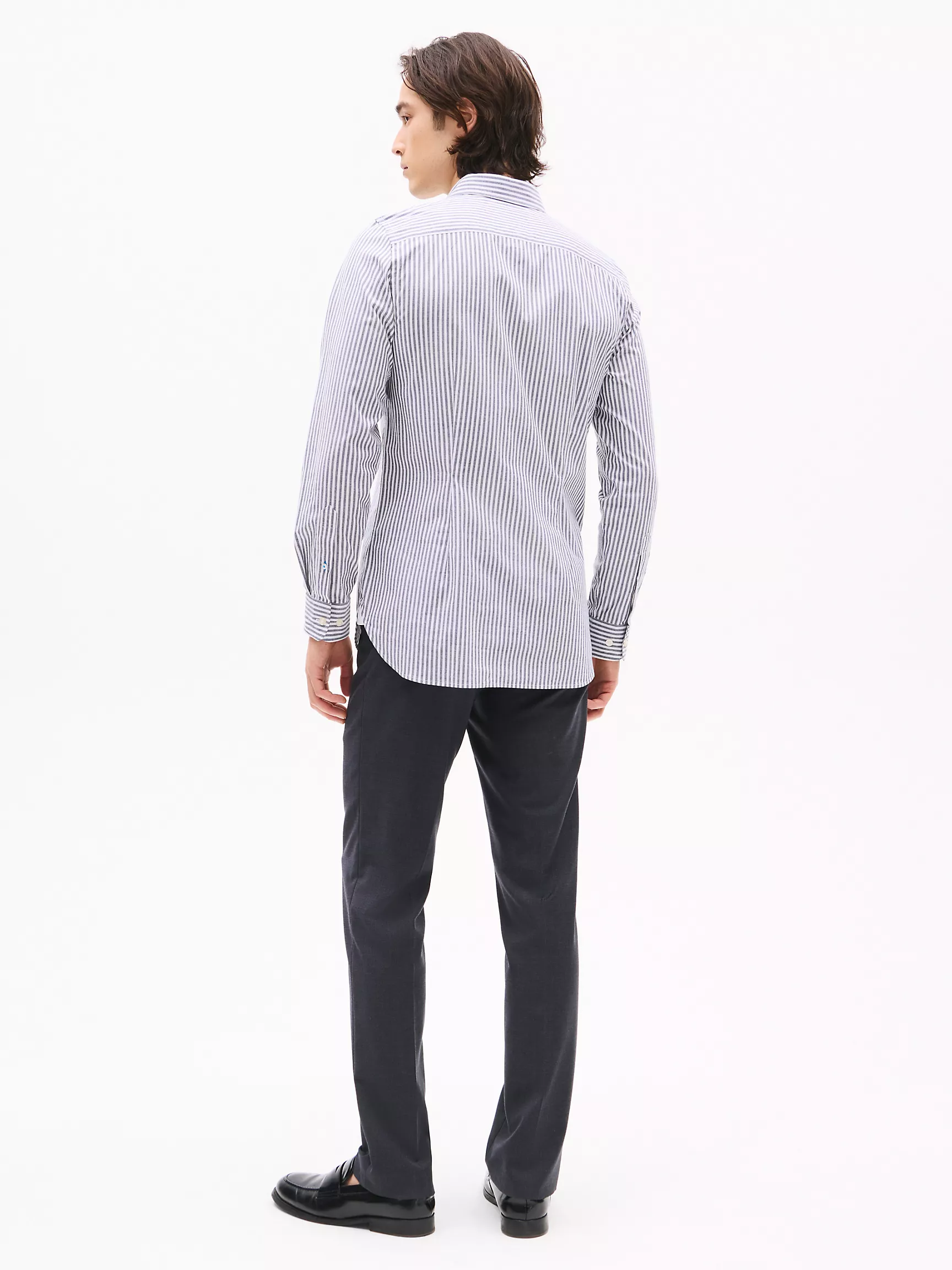 Мужская рубашка Tommy Hilfiger, Полосатая эластичная рубашка из поплина приталенного кроя