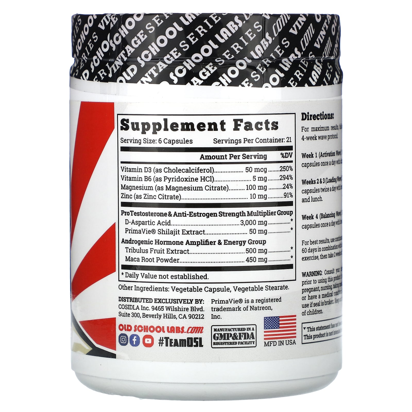 Old School Labs, Vintage Boost, усиленный тестостероном, 126 растительных капсул
