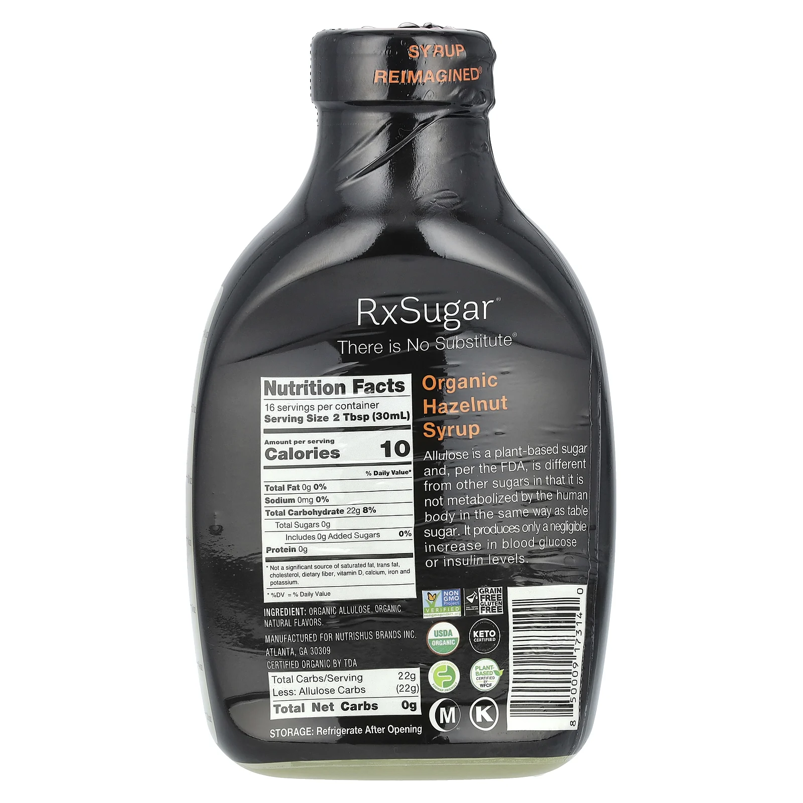 RxSugar, Органический сироп из фундука, 473 мл (16 жидк. Унций)