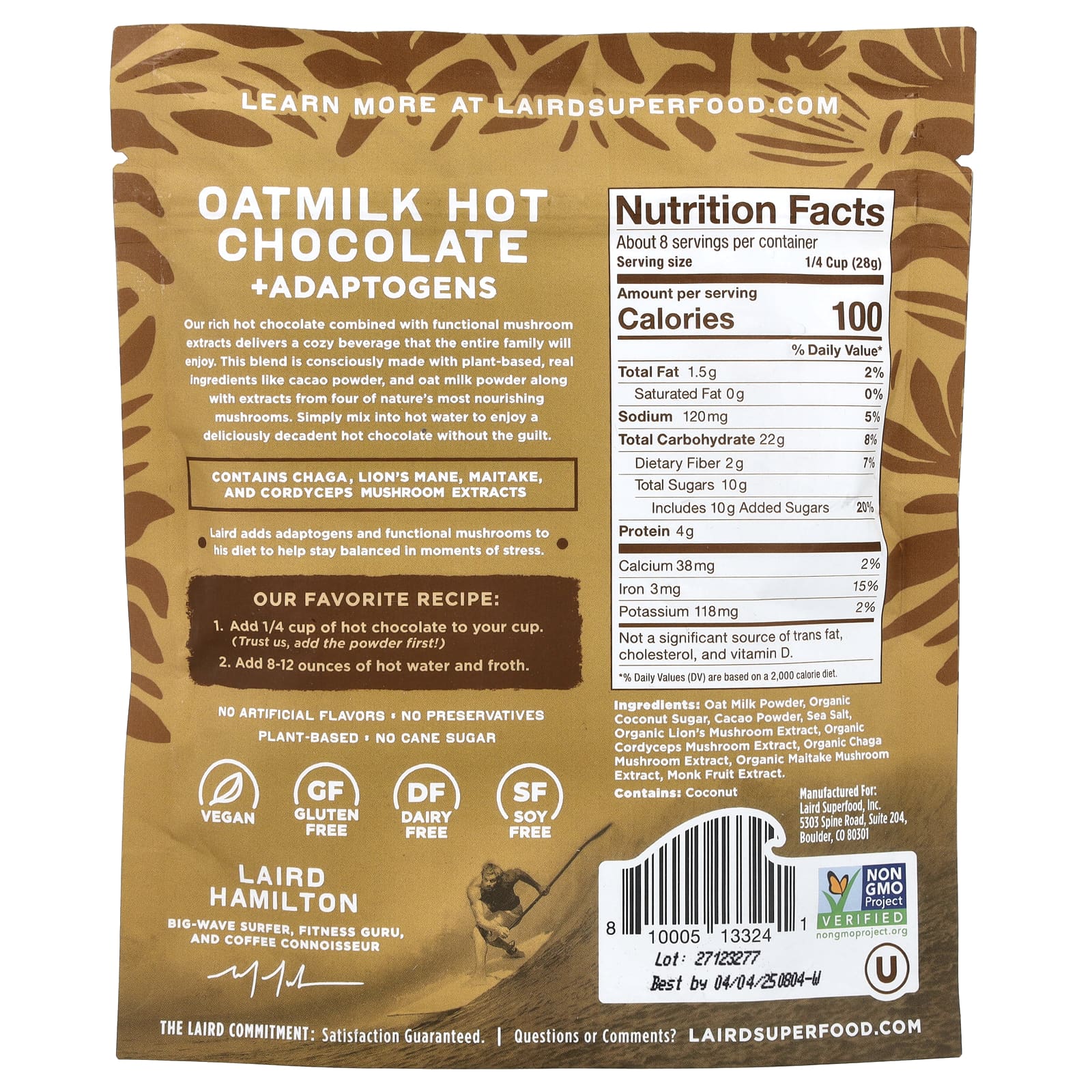 Laird Superfood, Горячий шоколад с овсяным молоком и адаптогенами, 227 г (8 унций)