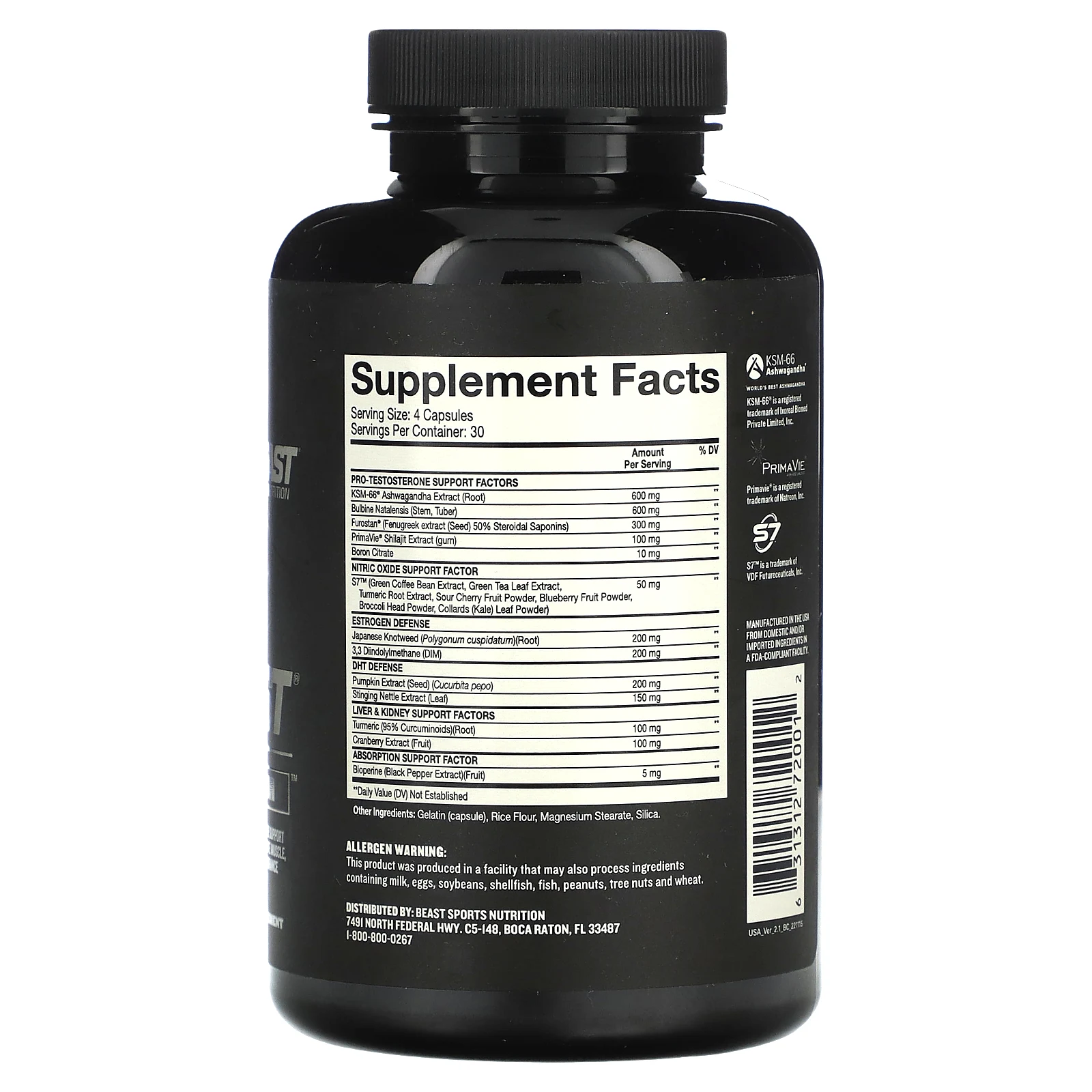 Beast, Super Test, максимум, 120 капсул