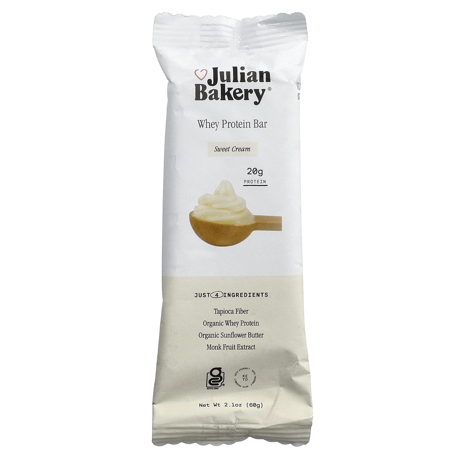 Julian Bakery, батончик сывороточного протеина, со вкусом сладких кремов, 12 батончиков по 60 г (2,1 унции)