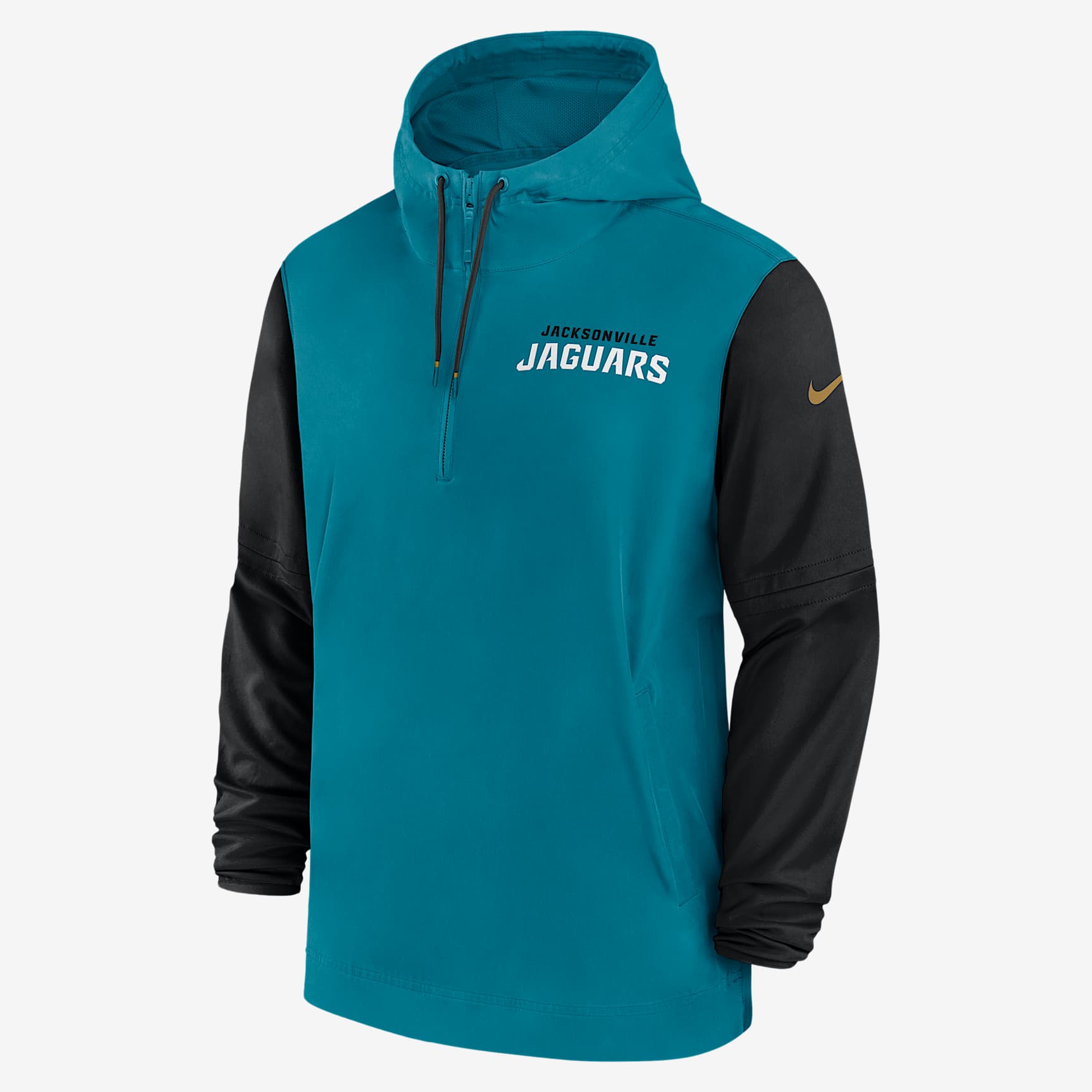 Jacksonville Jaguars Sideline Pre-Game Player Men's Nike NFL 1/2-Zip Hooded Jacket