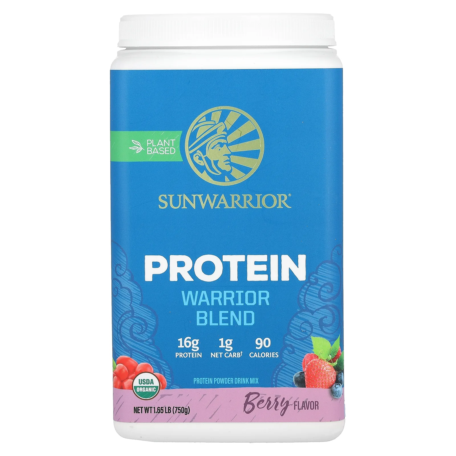 Sunwarrior, Warrior Blend Protein, протеиновая смесь, с ягодным вкусом, 750 г (1,65 фунта)