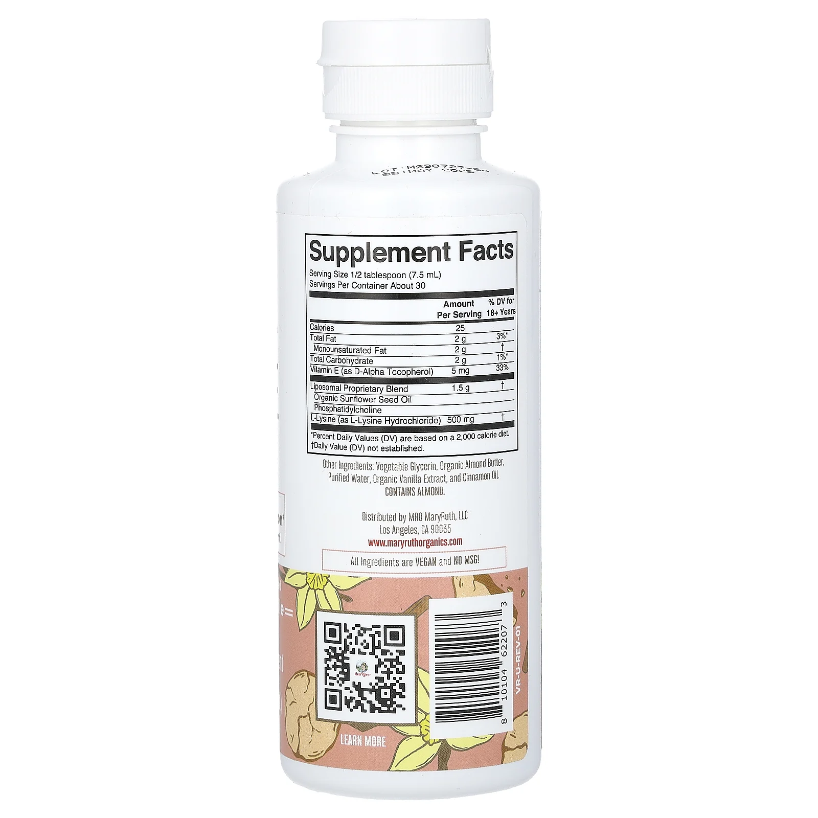 MaryRuth's, Snickerdoodle, липосомальный лизин, 225 мл (7,6 жидк. унции)