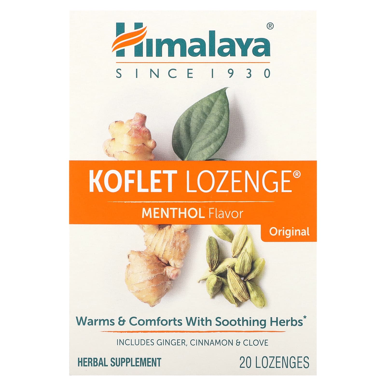 Himalaya, Koflet Lozenge, оригинальный вкус, с ментолом, 20 пастилок