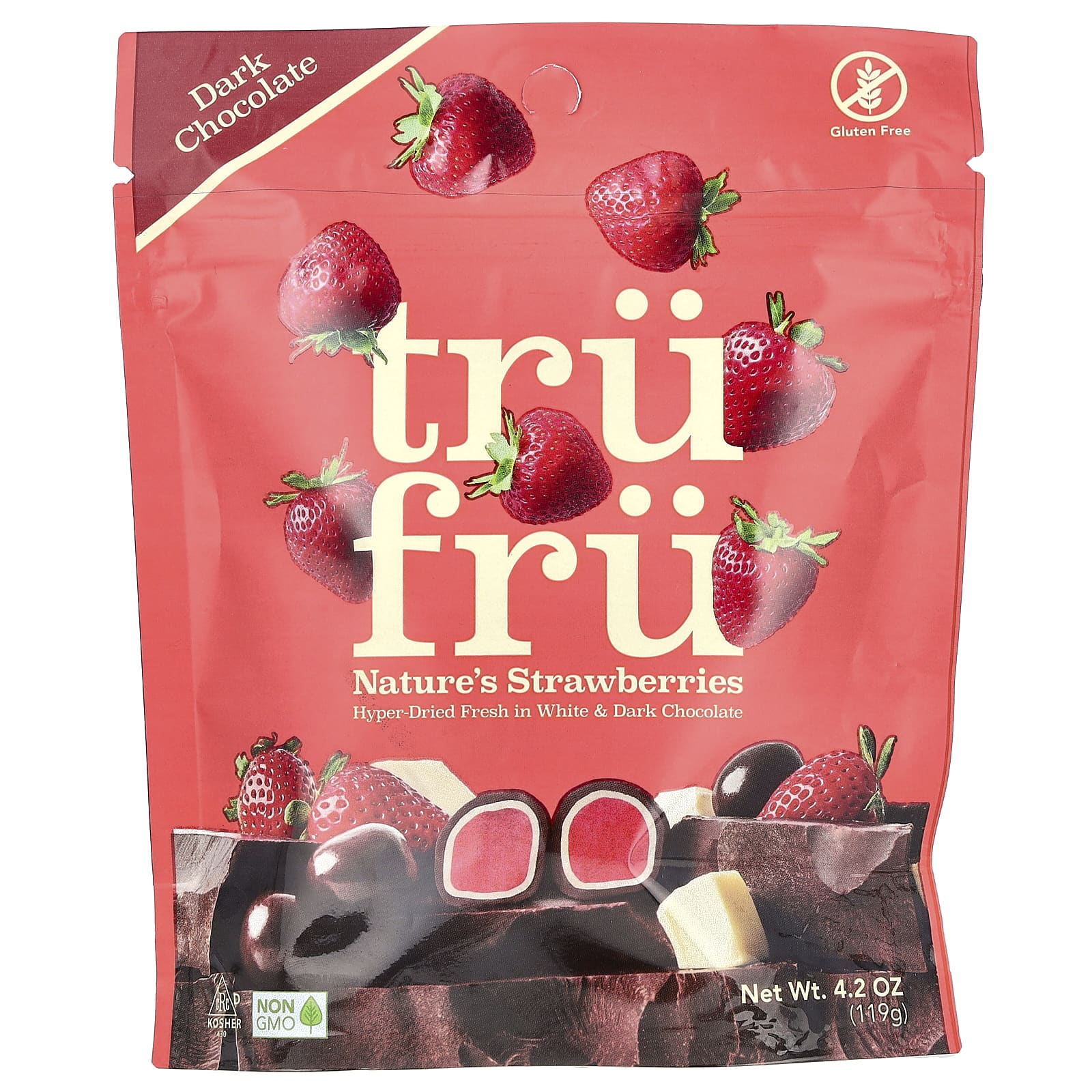Tru Fru, Nature's Strawberries, темный шоколад, 119 г (4,2 унции)