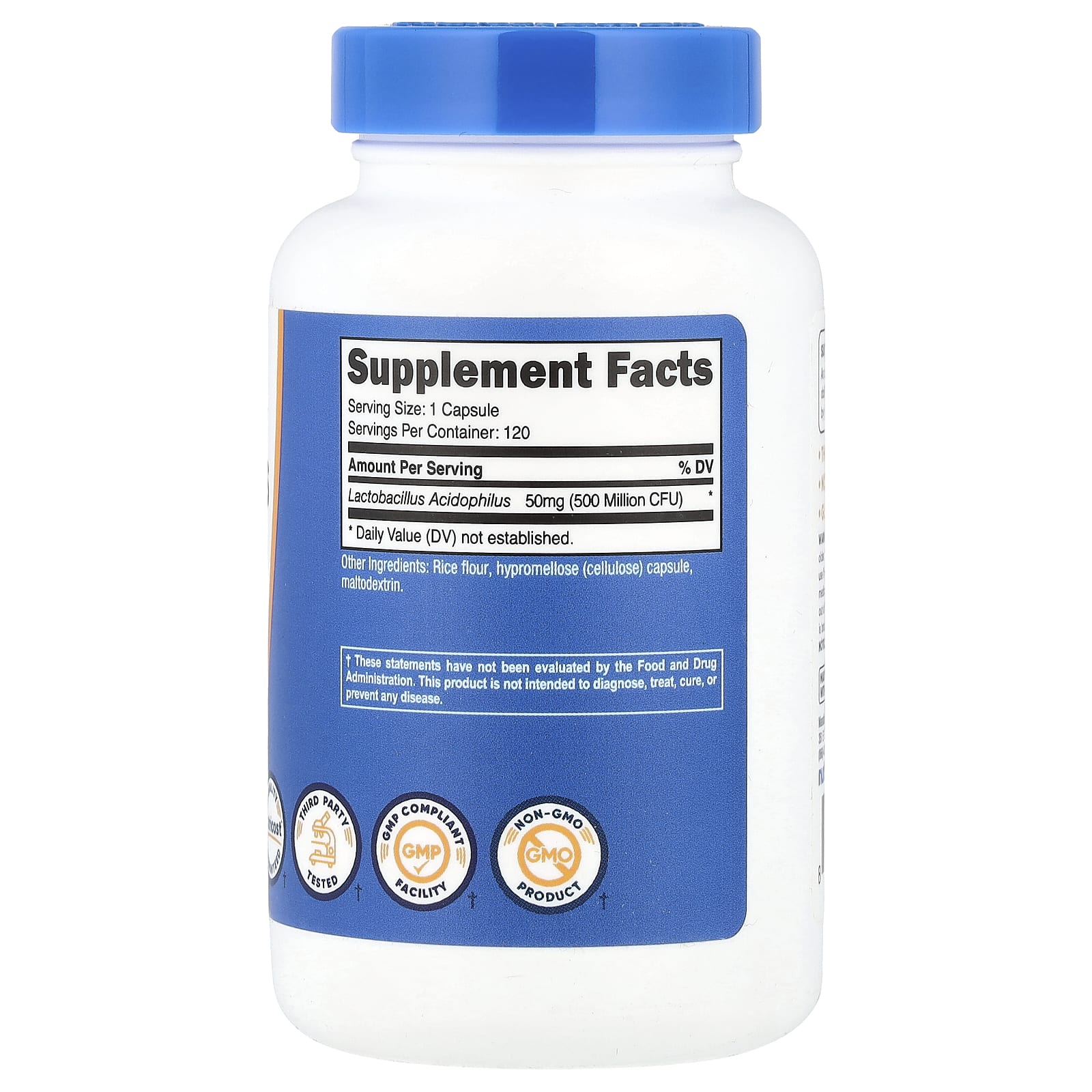 Nutricost, Лактобактерии ацидофильные, 500 млн КОЕ, 120 капсул