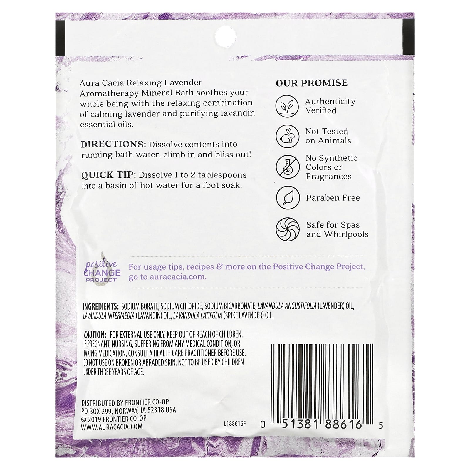 Aura Cacia, Aromatherapy Mineral Bath, расслабляющая лаванда, 70,9 г (2,5 унций)