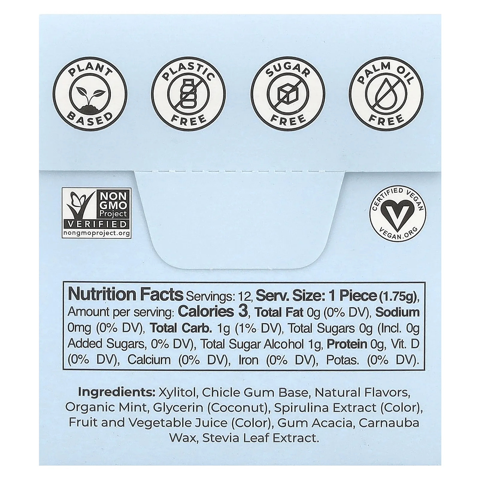 Refresh Gum, Жевательная резинка на растительной основе, без сахара, перечная мята, 12 шт.