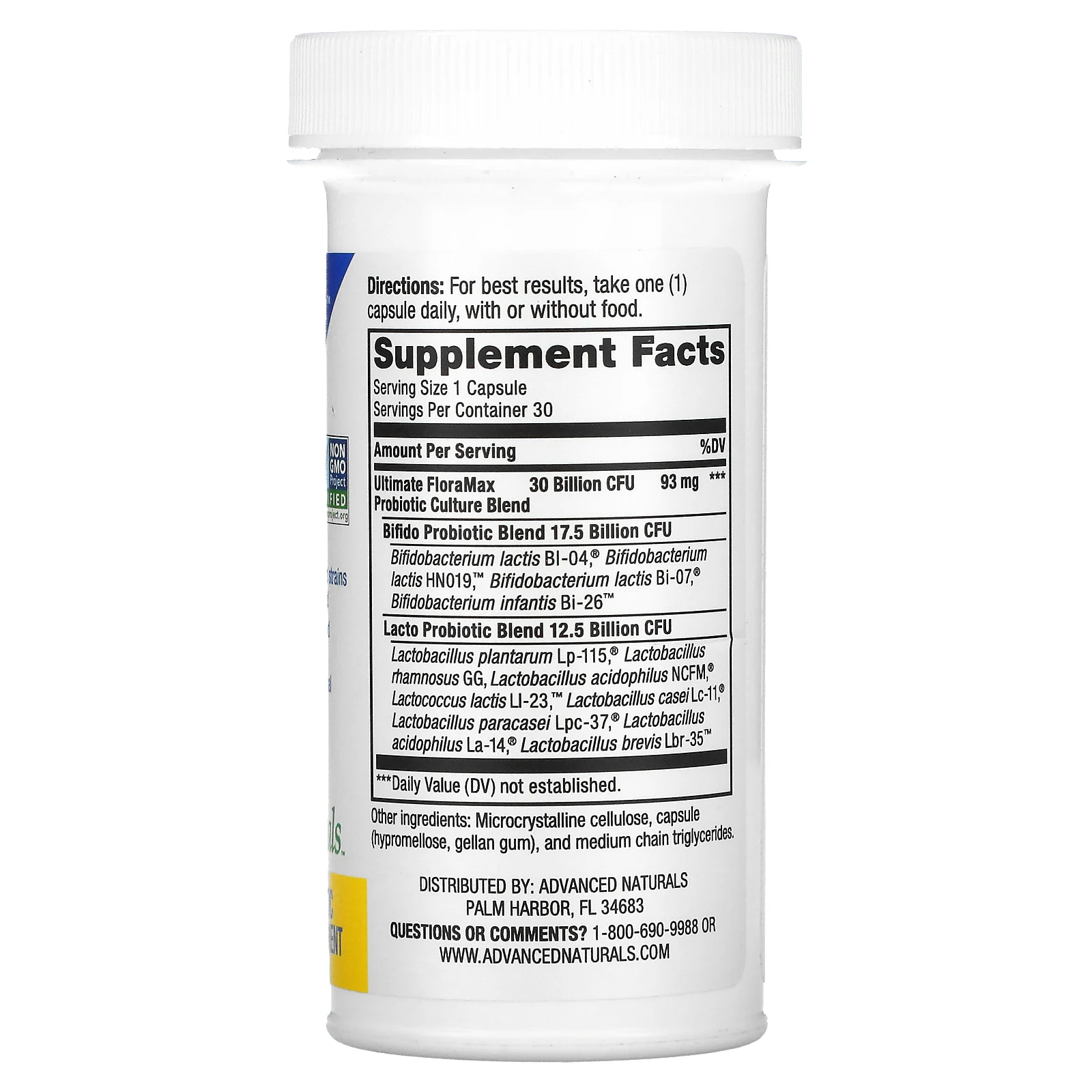Advanced Naturals, Ultimate FloraMax, ежедневный уход, 30 млрд, 30 растительных капсул