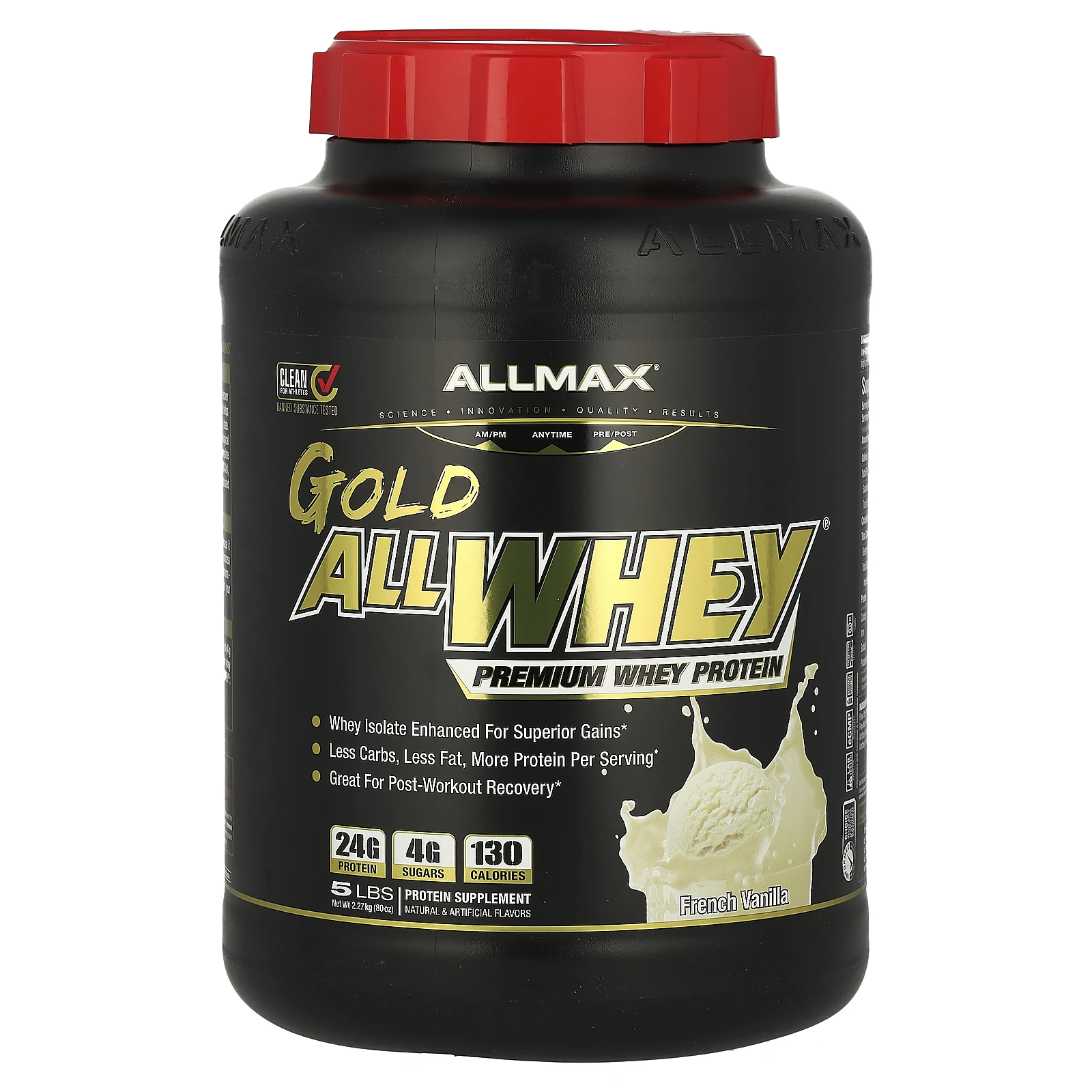 ALLMAX, Gold AllWhey, сывороточный протеин премиального качества, французская ваниль, 2,27 кг (5 фунтов)