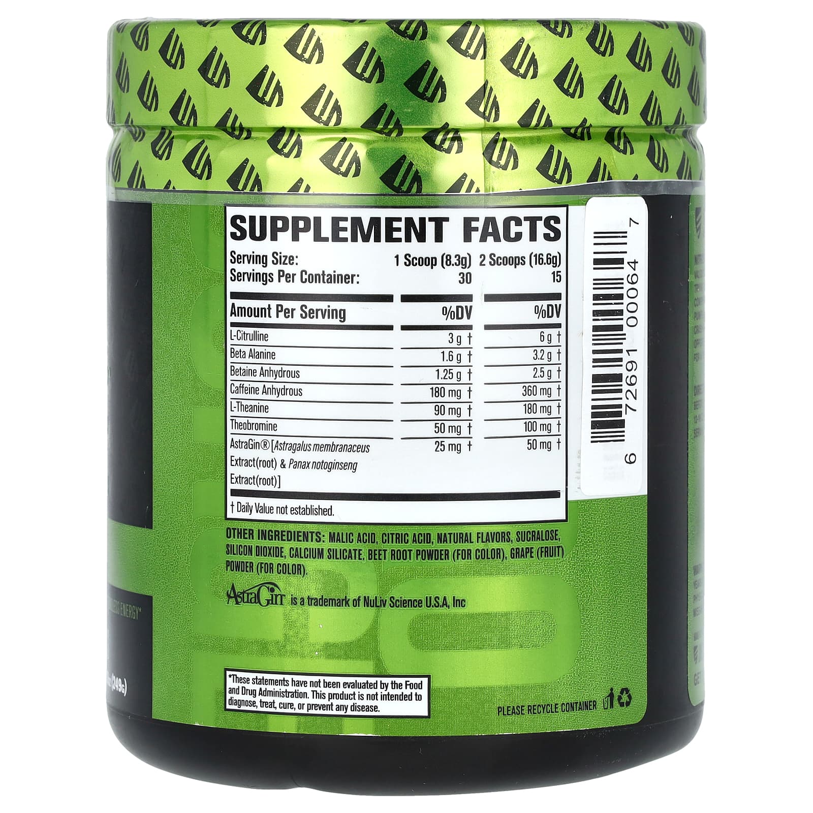 Jacked Factory, Nitro Surge, перед тренировкой, черная вишня, 249 г (8,78 унции)