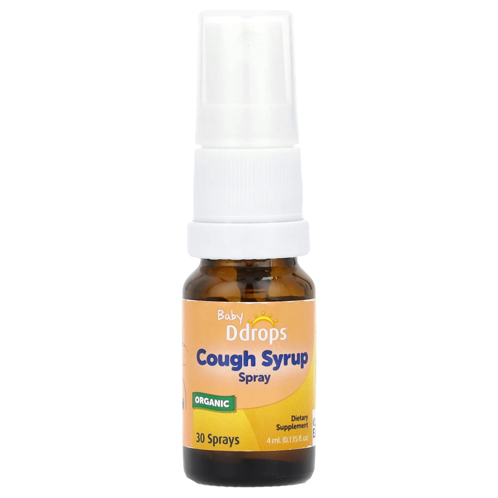 Ddrops, Органический спрей от кашля, от 6 месяцев, 4 мл (0,135 жидк. Унции)