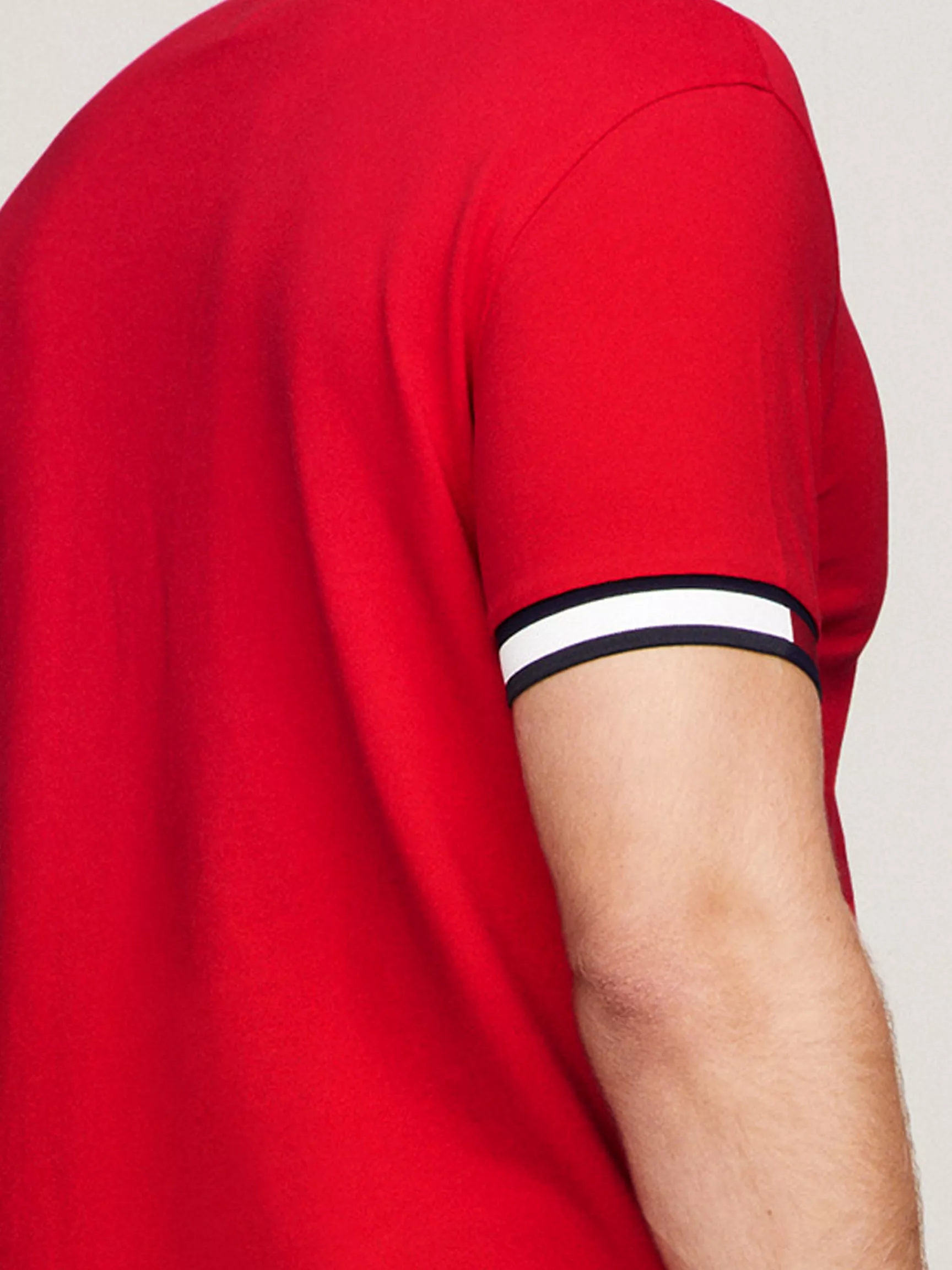 Мужское поло Tommy Hilfiger, Приталенное поло с логотипом флага на манжетах