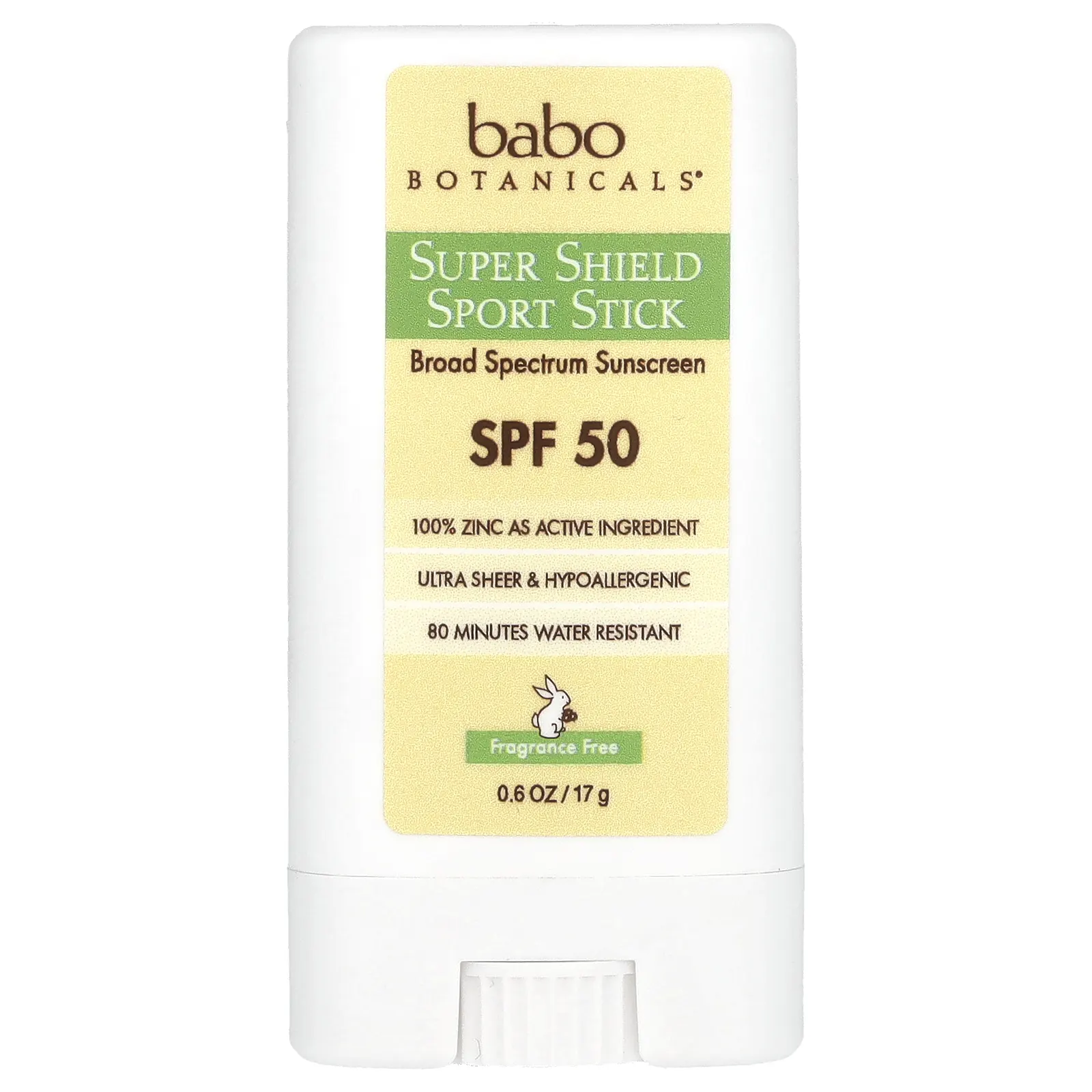 Babo Botanicals, Super Shield Sport, стик, SPF 50, без отдушек, 17 г (0,6 унции)
