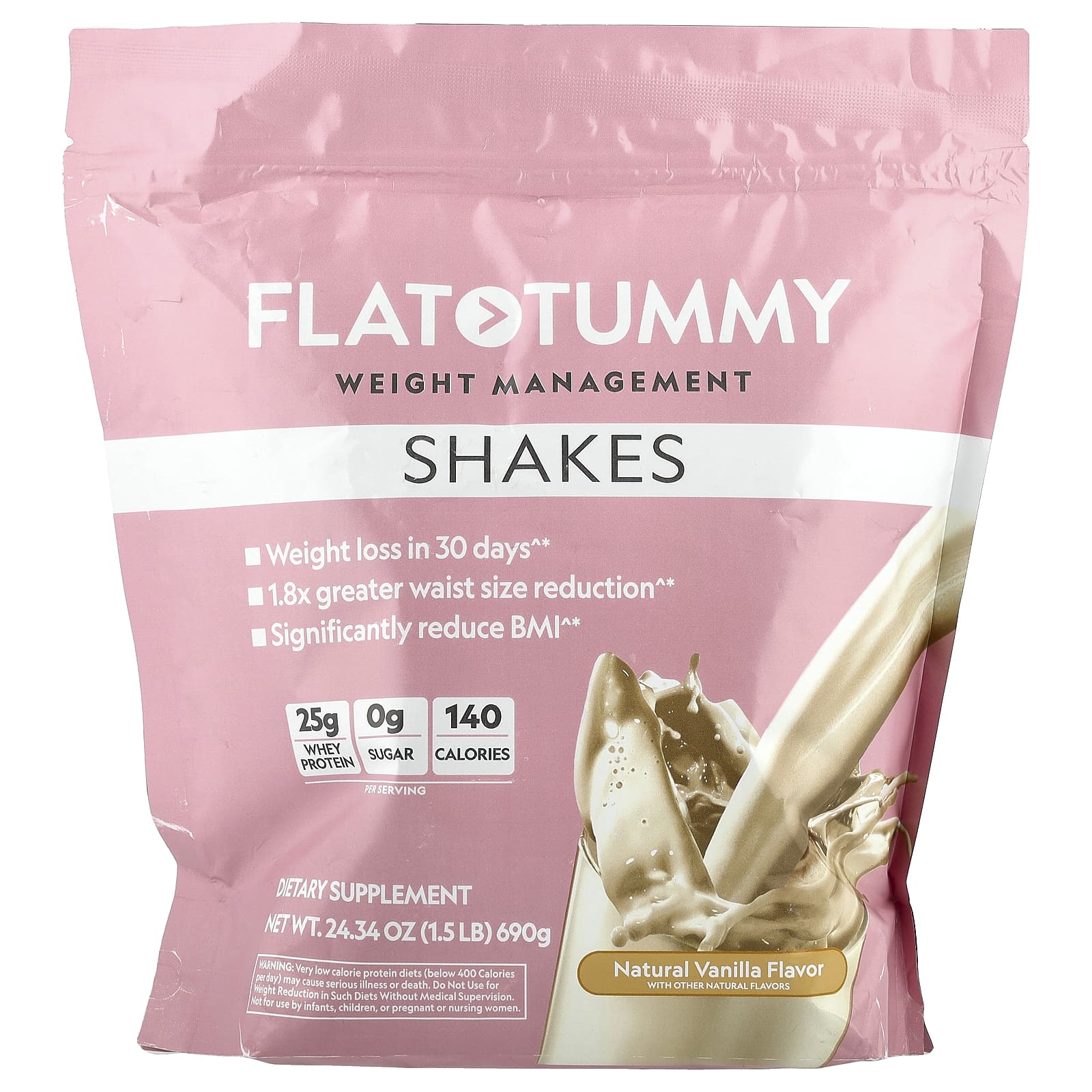 Flat Tummy, коктейль, натуральная ваниль, 690 г (1,5 фунта)