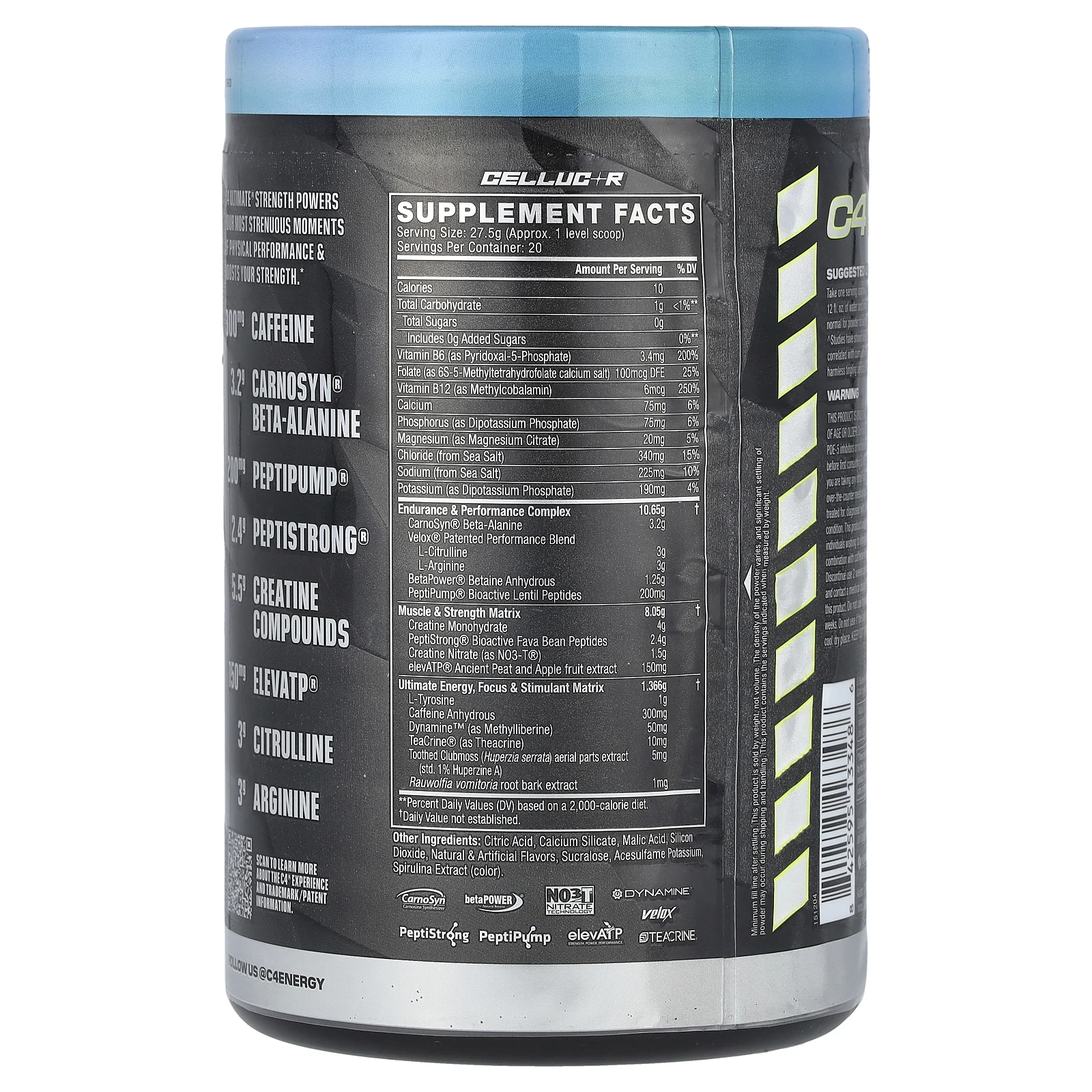 Cellucor, C4 Ultimate Strength, для приема перед тренировкой, Frozen Bombsicle, 550 г (1,2 фунта)