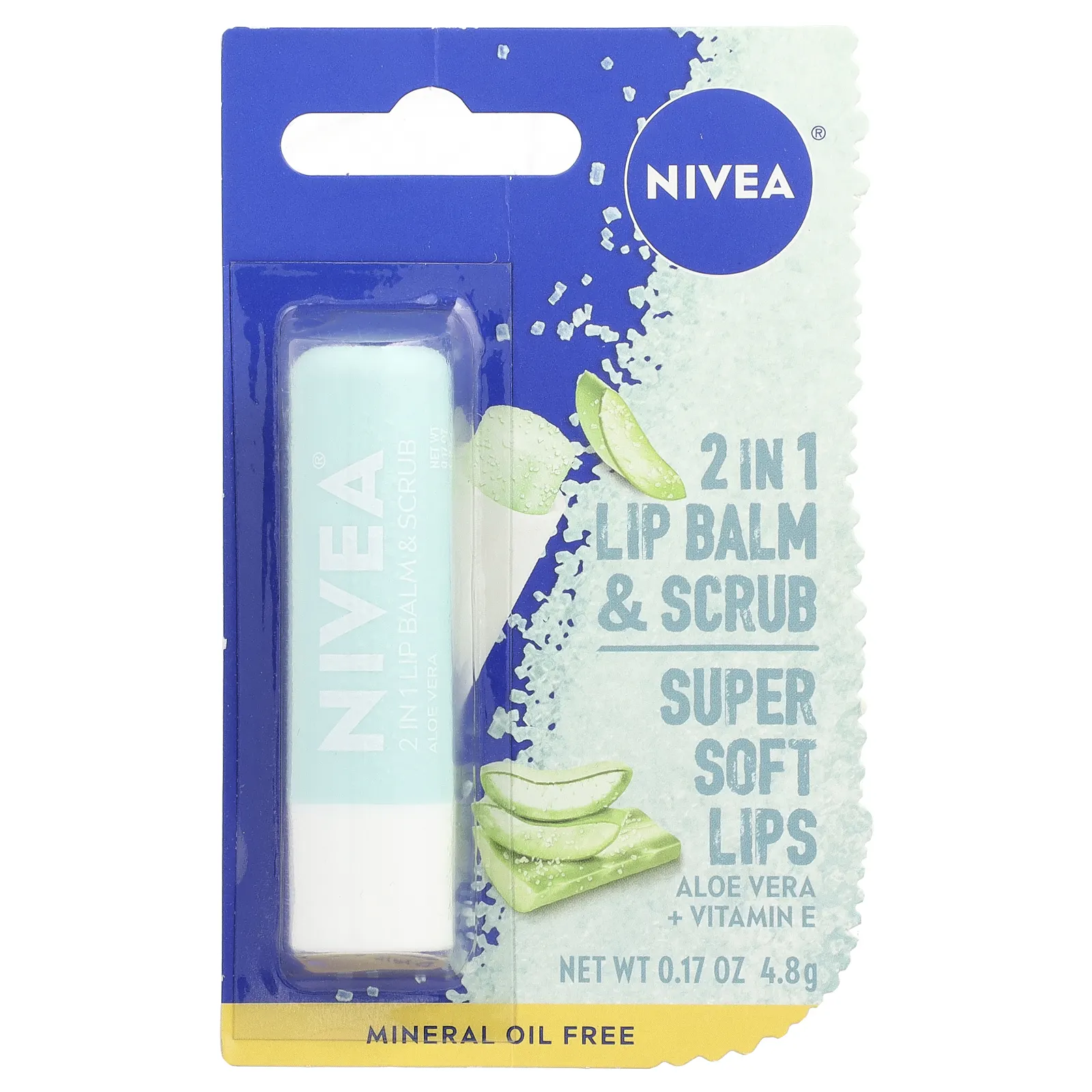 Nivea, Бальзам и скраб 2 в 1, алоэ вера, 4,8 г (0,17 унции)