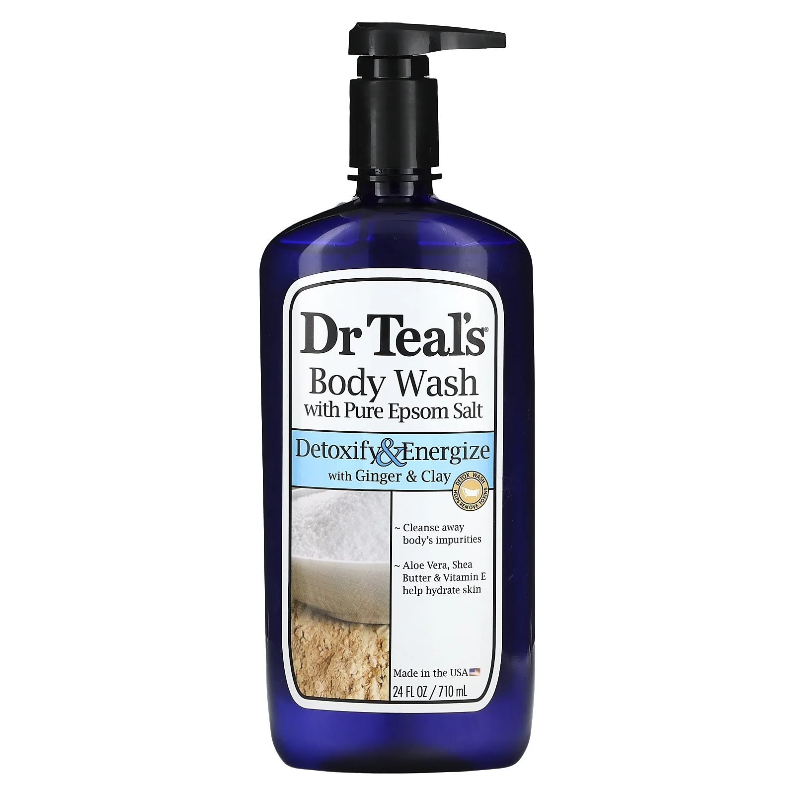 Dr. Teal's, гель для душа с чистой английской солью, детоксикация и заряд энергии, 710 мл (24 жидк. унции)