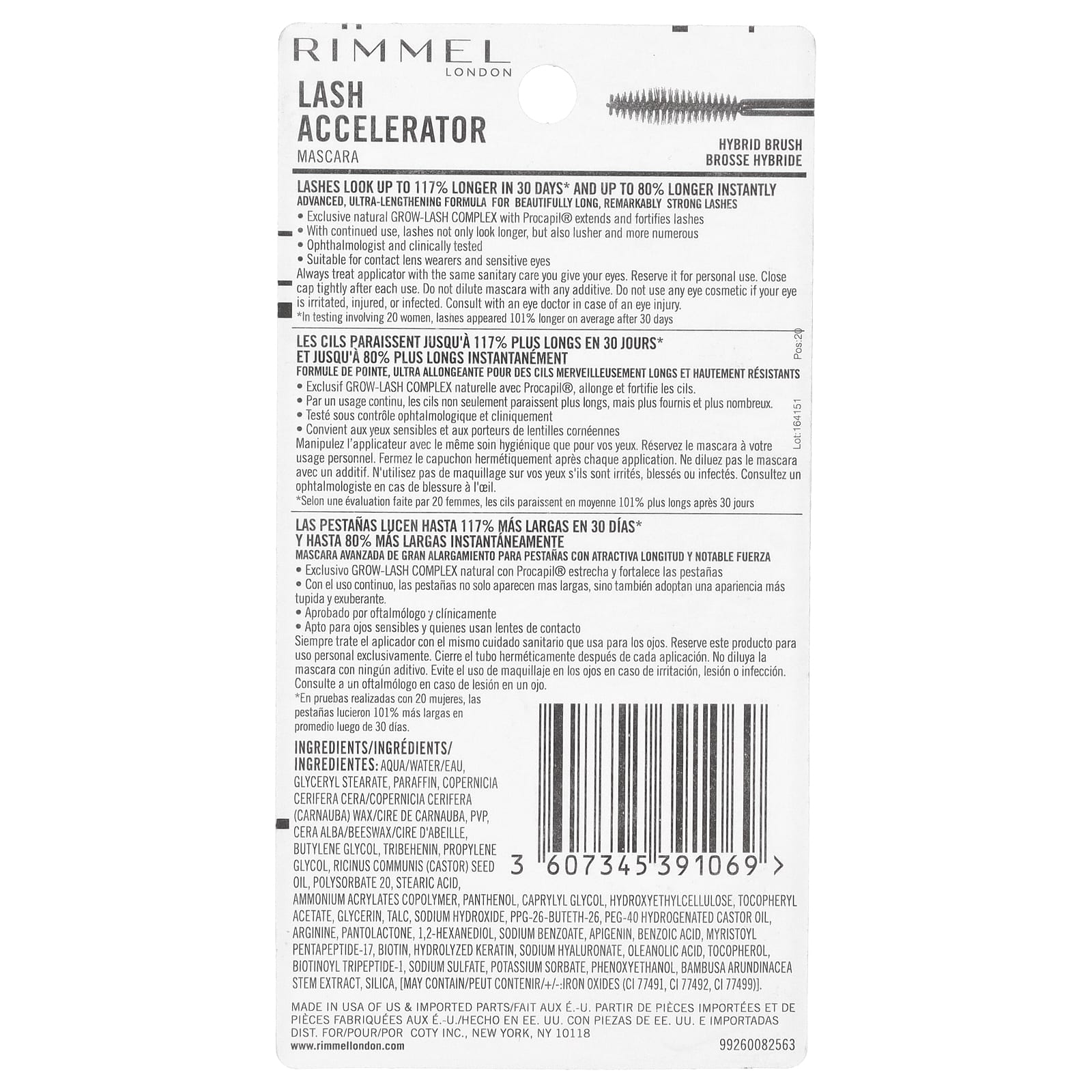 Rimmel London, Lash Accelerator, тушь для ресниц, оттенок 003 насыщенный черный, 7 мл (0,23 жидк. унции)