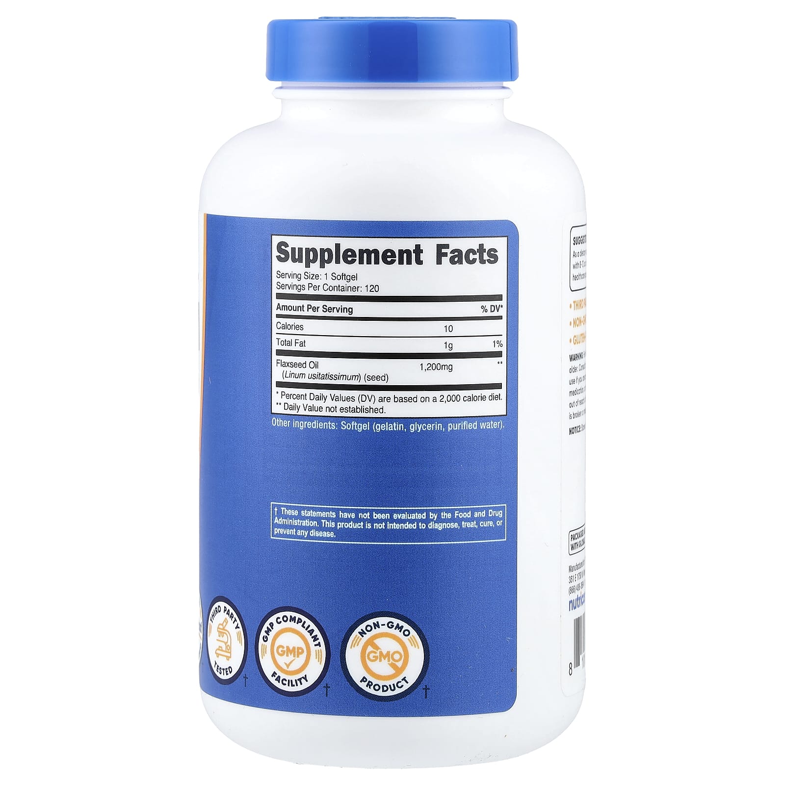 Nutricost, Льняное масло, 1200 мг, 120 мягких таблеток